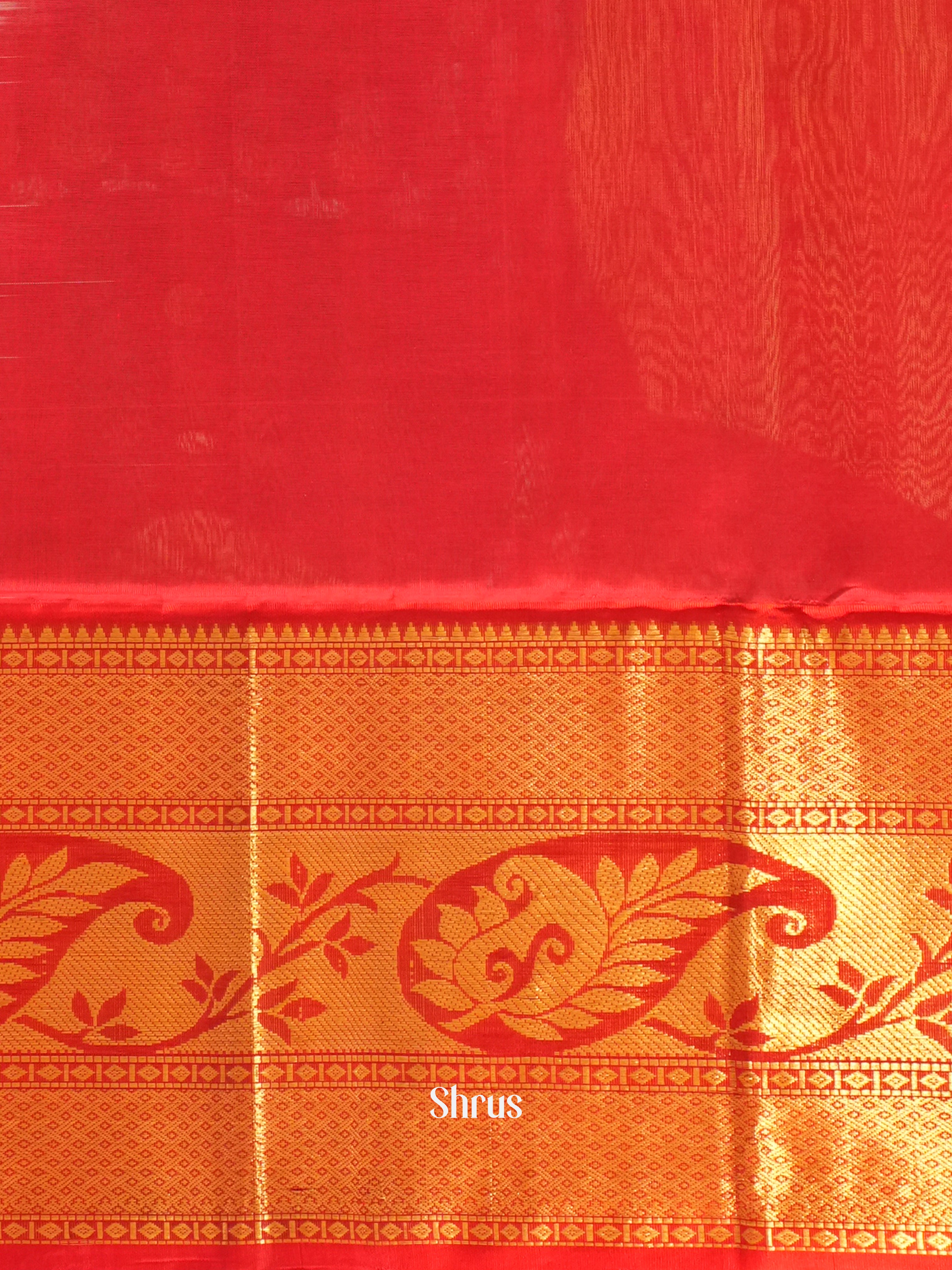 Cream And Red- Silk Cotton Saree