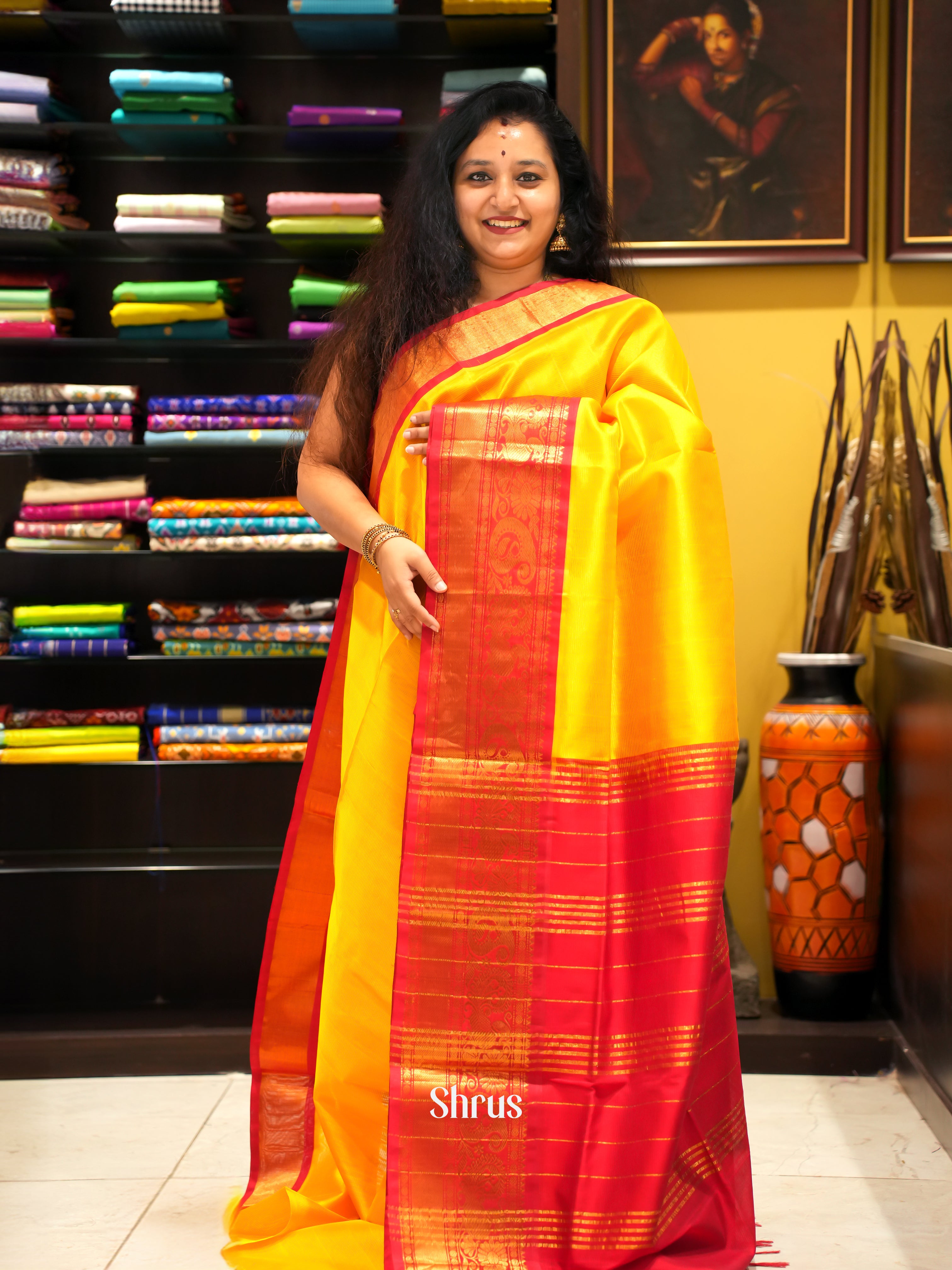 Yellow And Red-Silk Cotton Saree