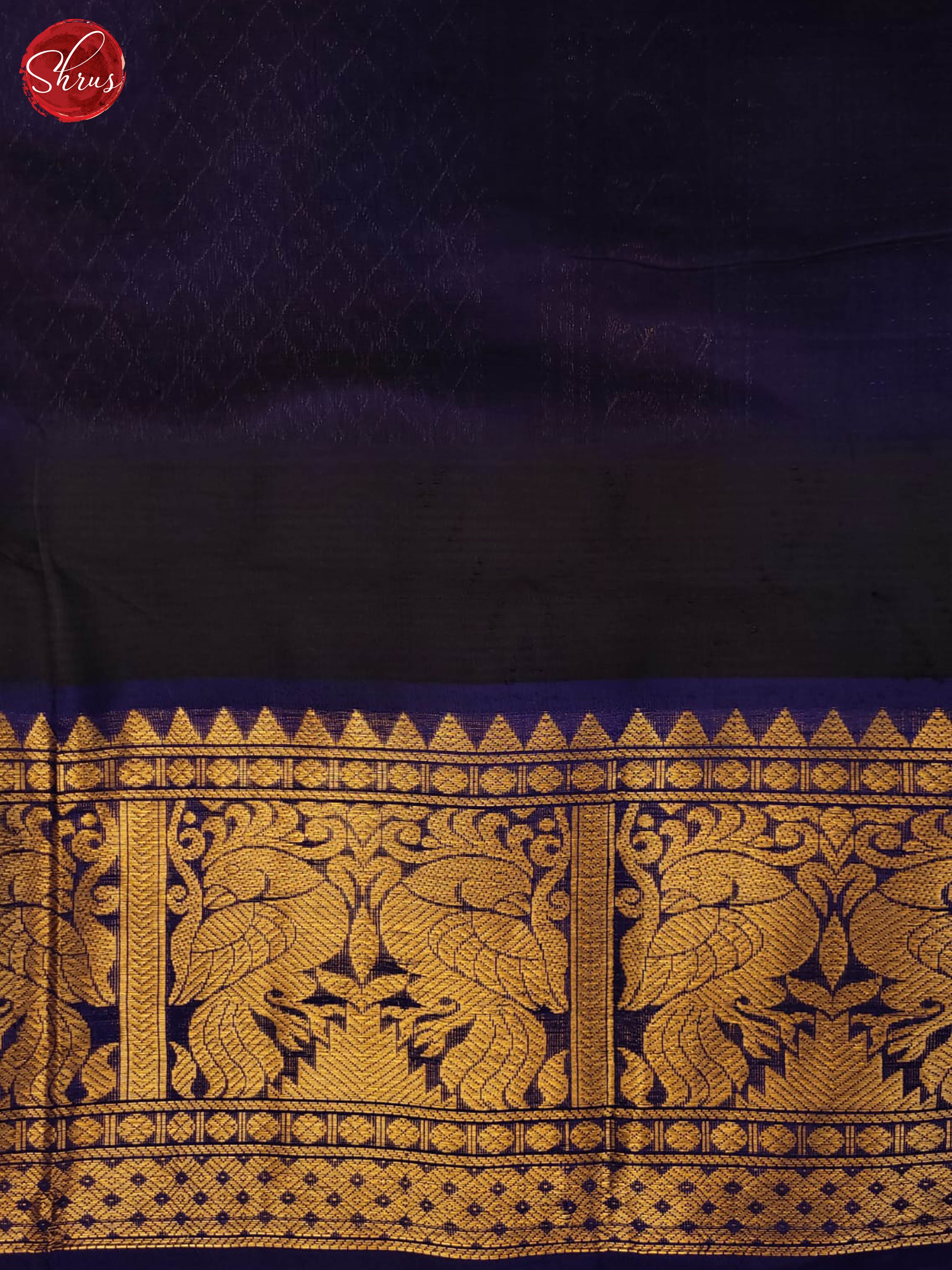 Dusty Blue and Navy blue-Silk Cotton Saree - Shop on ShrusEternity.com