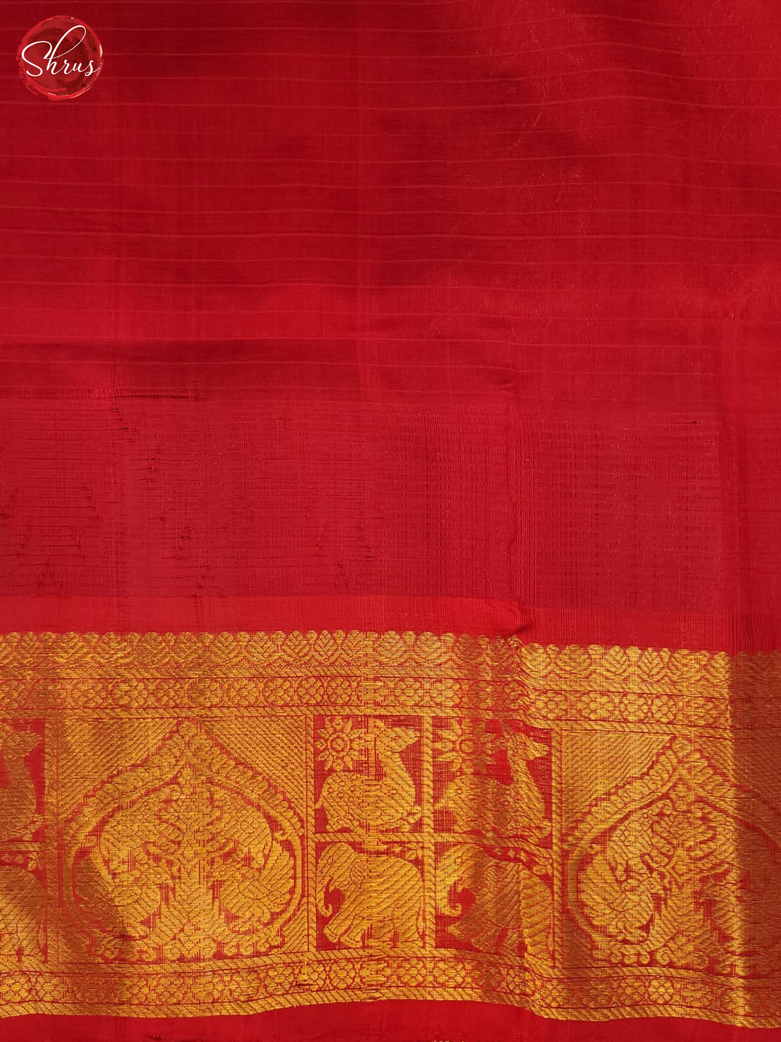 Beige & Red - Silk Cotton Saree - Shop on ShrusEternity.com