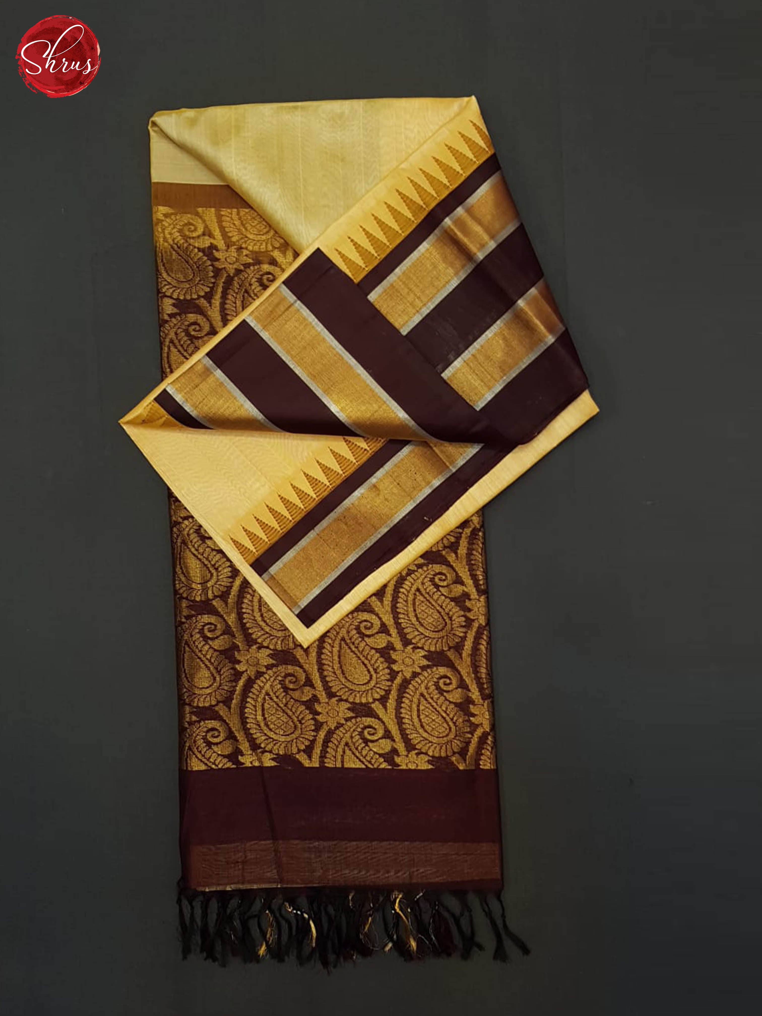 Beige And Brown-Silk Cotton Saree - Shop on ShrusEternity.com