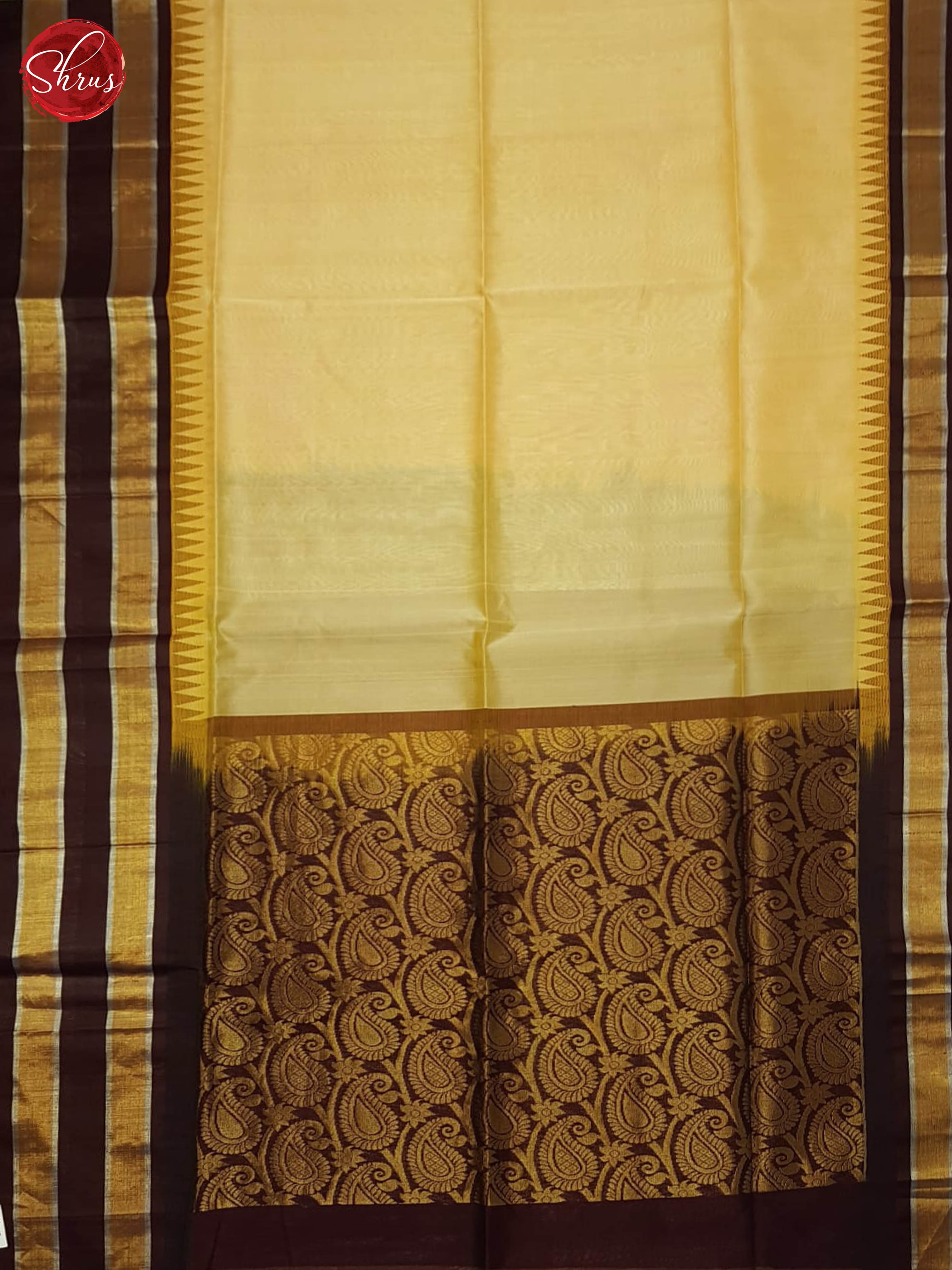 Beige And Brown-Silk Cotton Saree - Shop on ShrusEternity.com