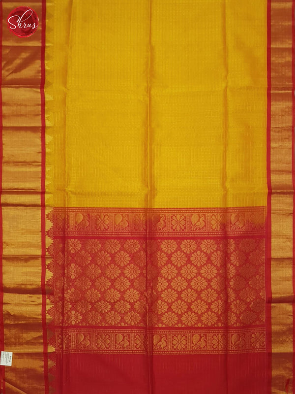 Mustard & Red - Silk Cotton Saree - Shop on ShrusEternity.com