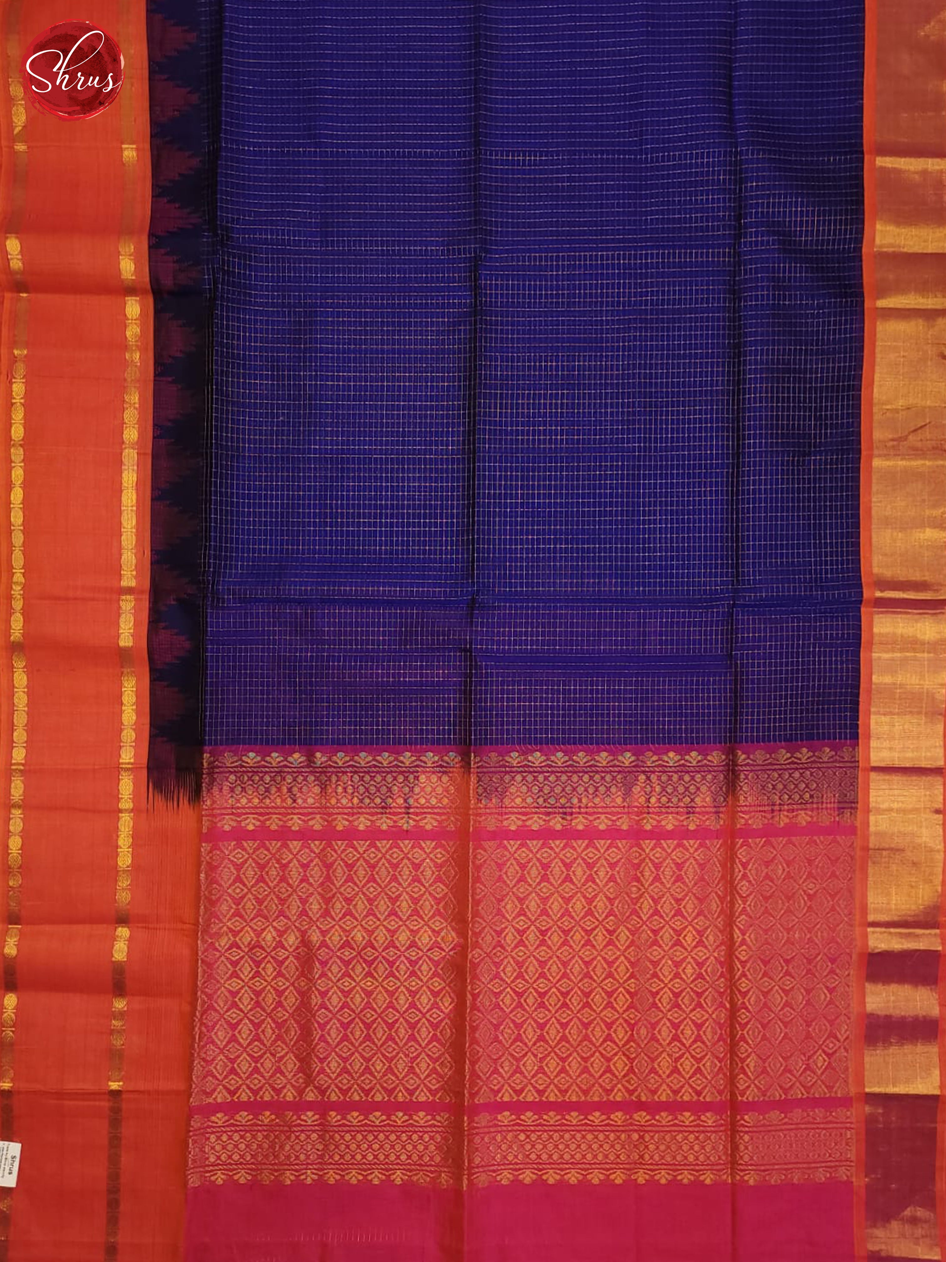 Blue & Pink- Silk Cotton Saree - Shop on ShrusEternity.com