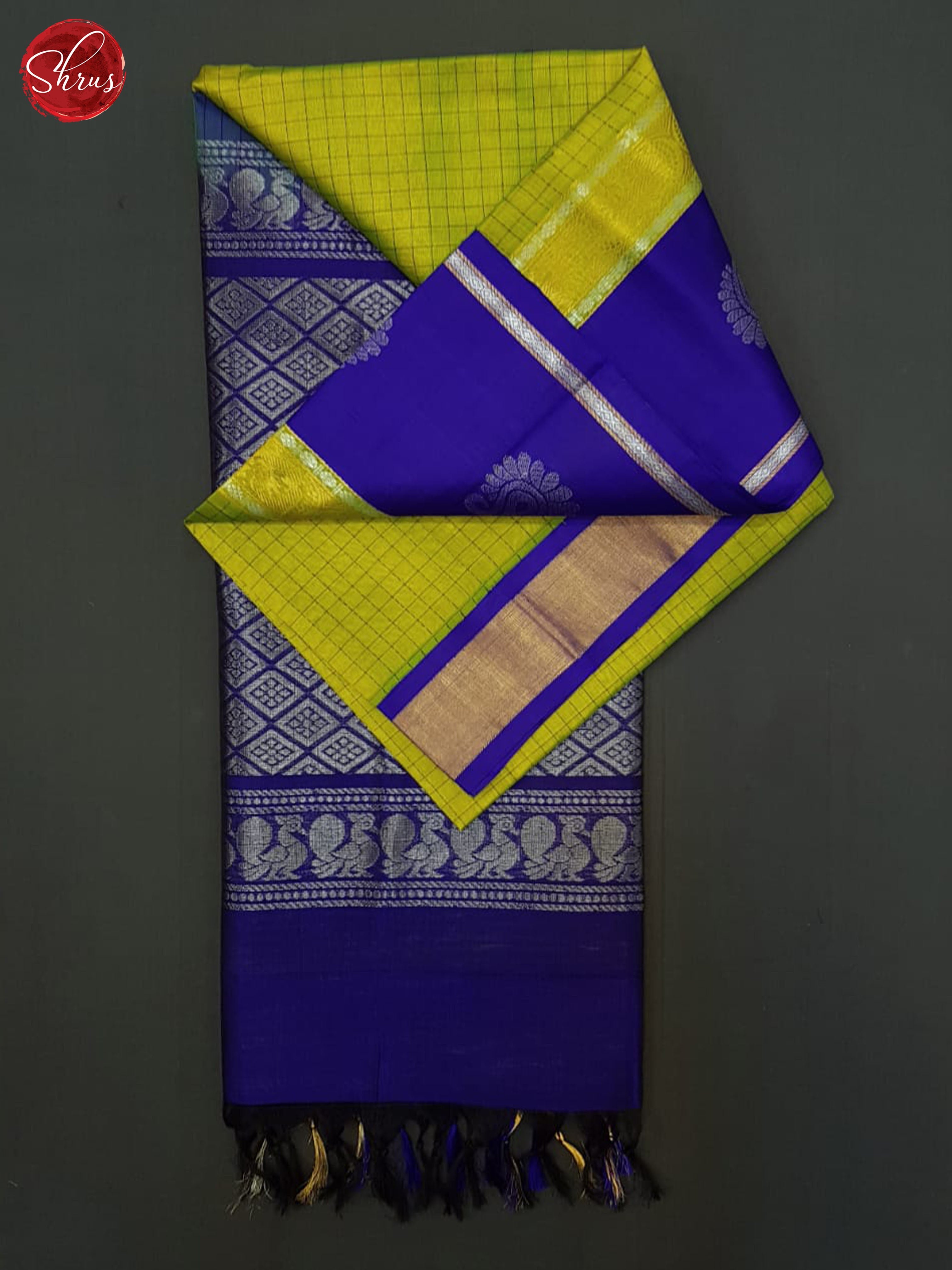 Green & Blue - Silk Cotton Saree - Shop on ShrusEternity.com