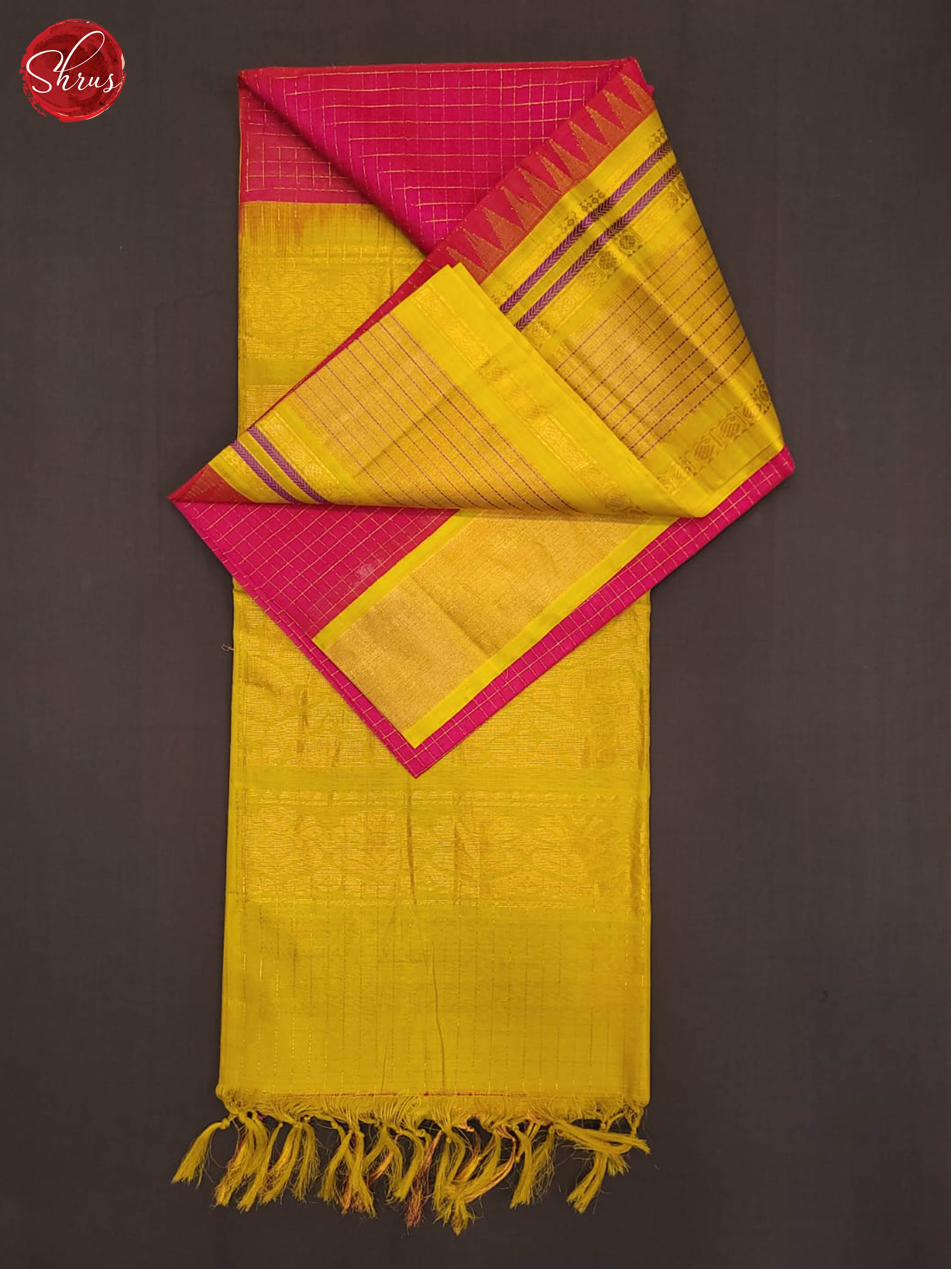 Pink and Green-Silk Cotton Saree - Shop on ShrusEternity.com