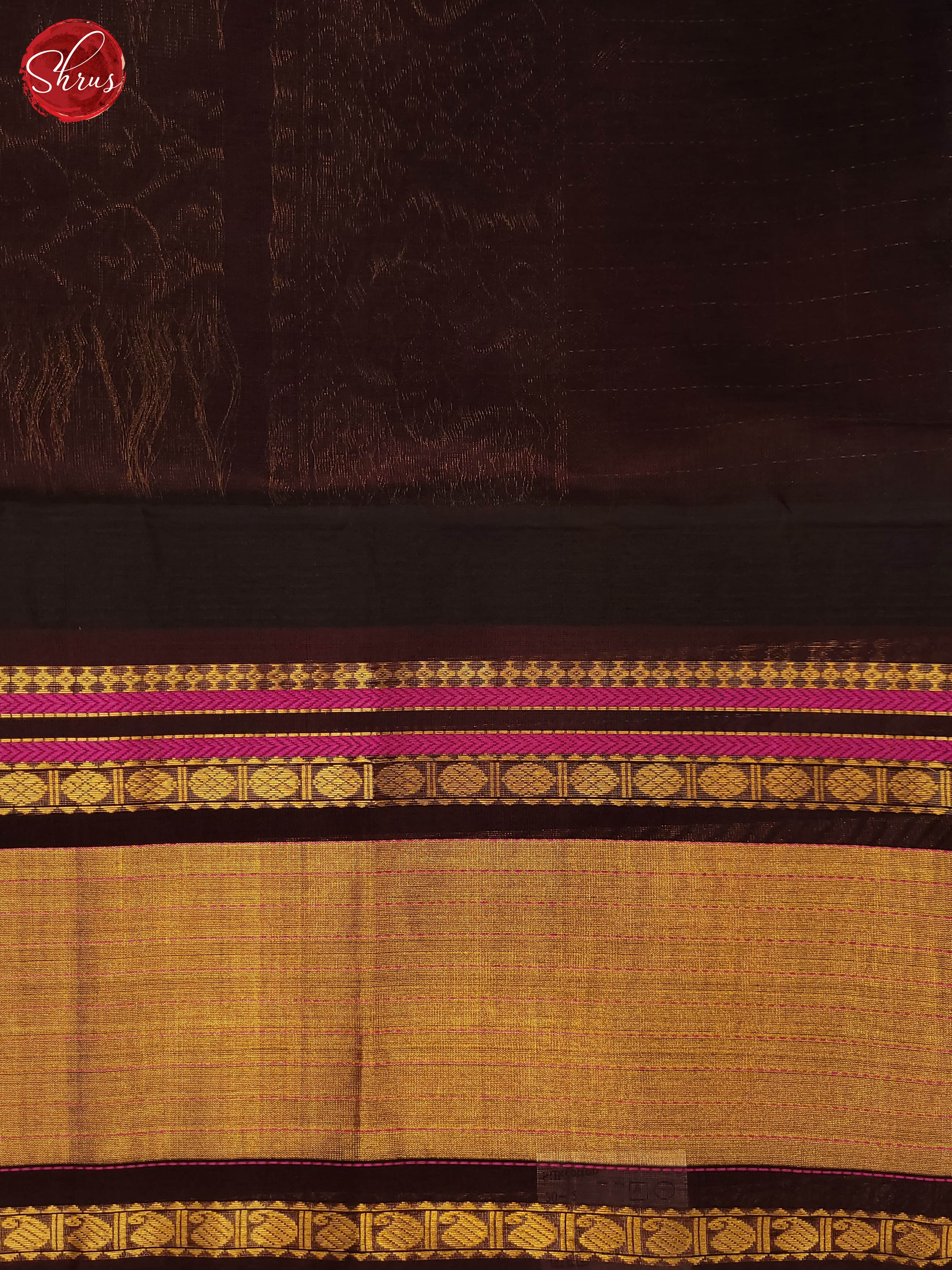 Cream and brown-Silk cotton saree - Shop on ShrusEternity.com