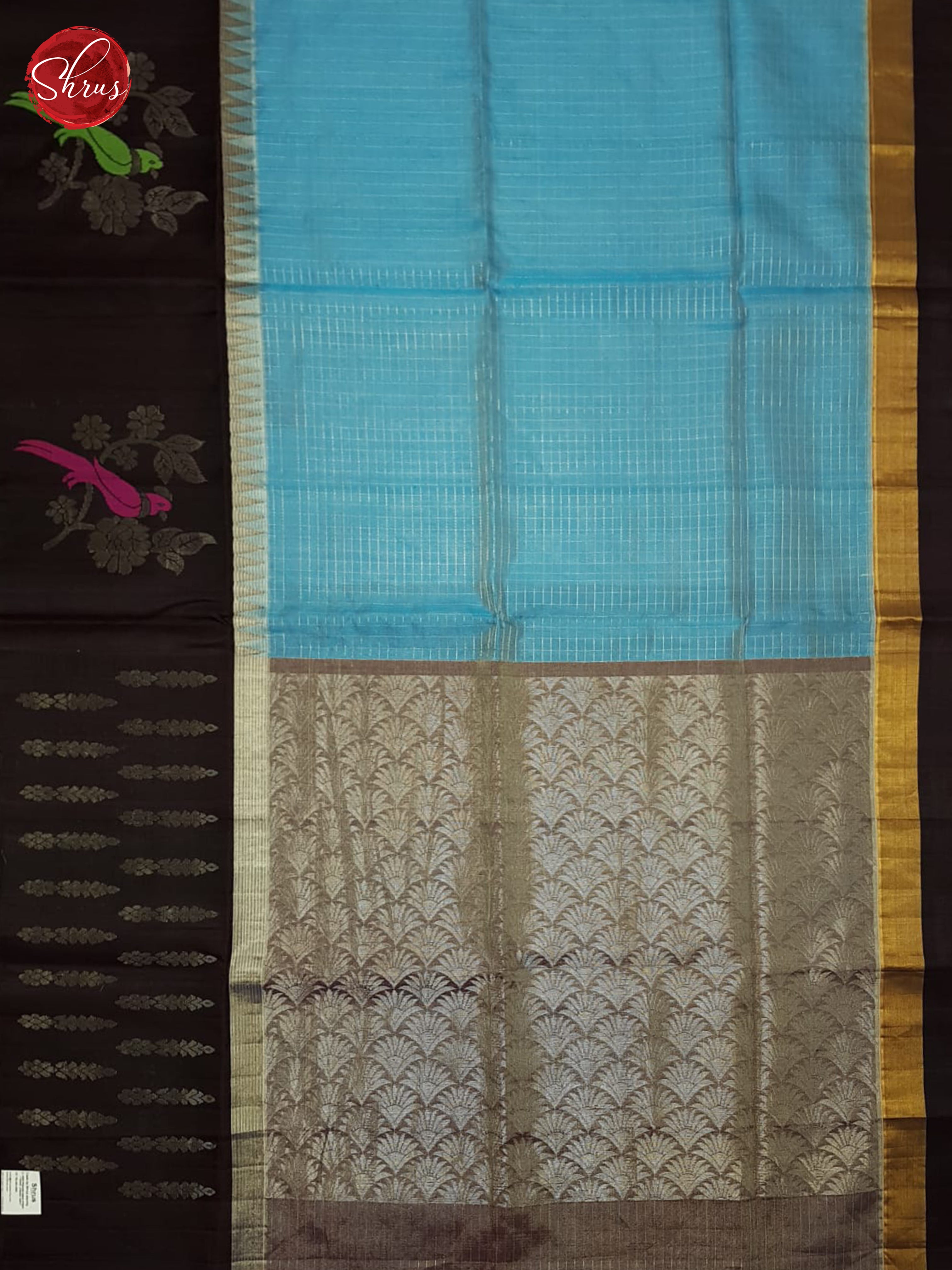 Blue And Brown-Silk Cotton Saree - Shop on ShrusEternity.com