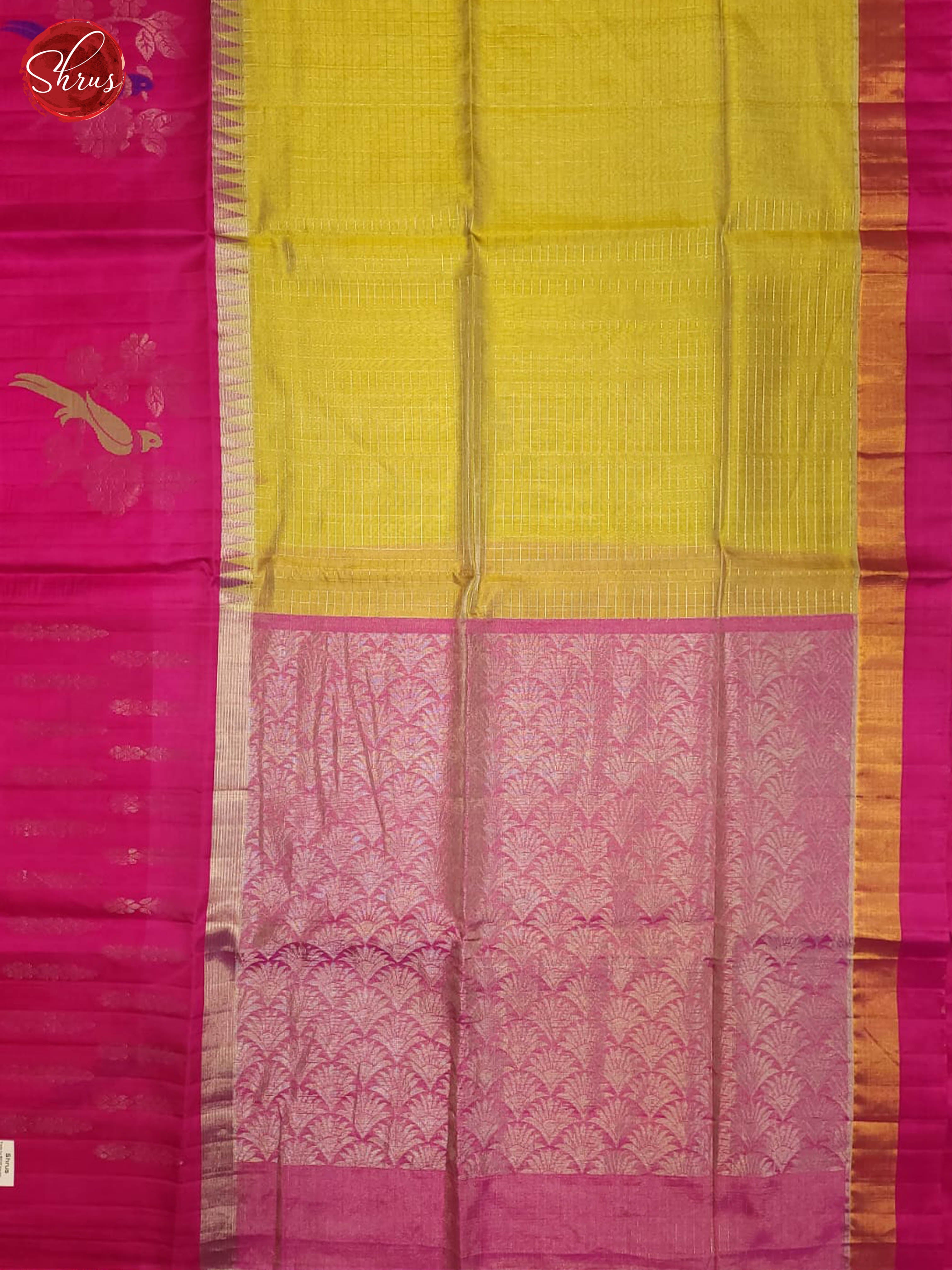 Green and pink-Silk Cotton Saree - Shop on ShrusEternity.com