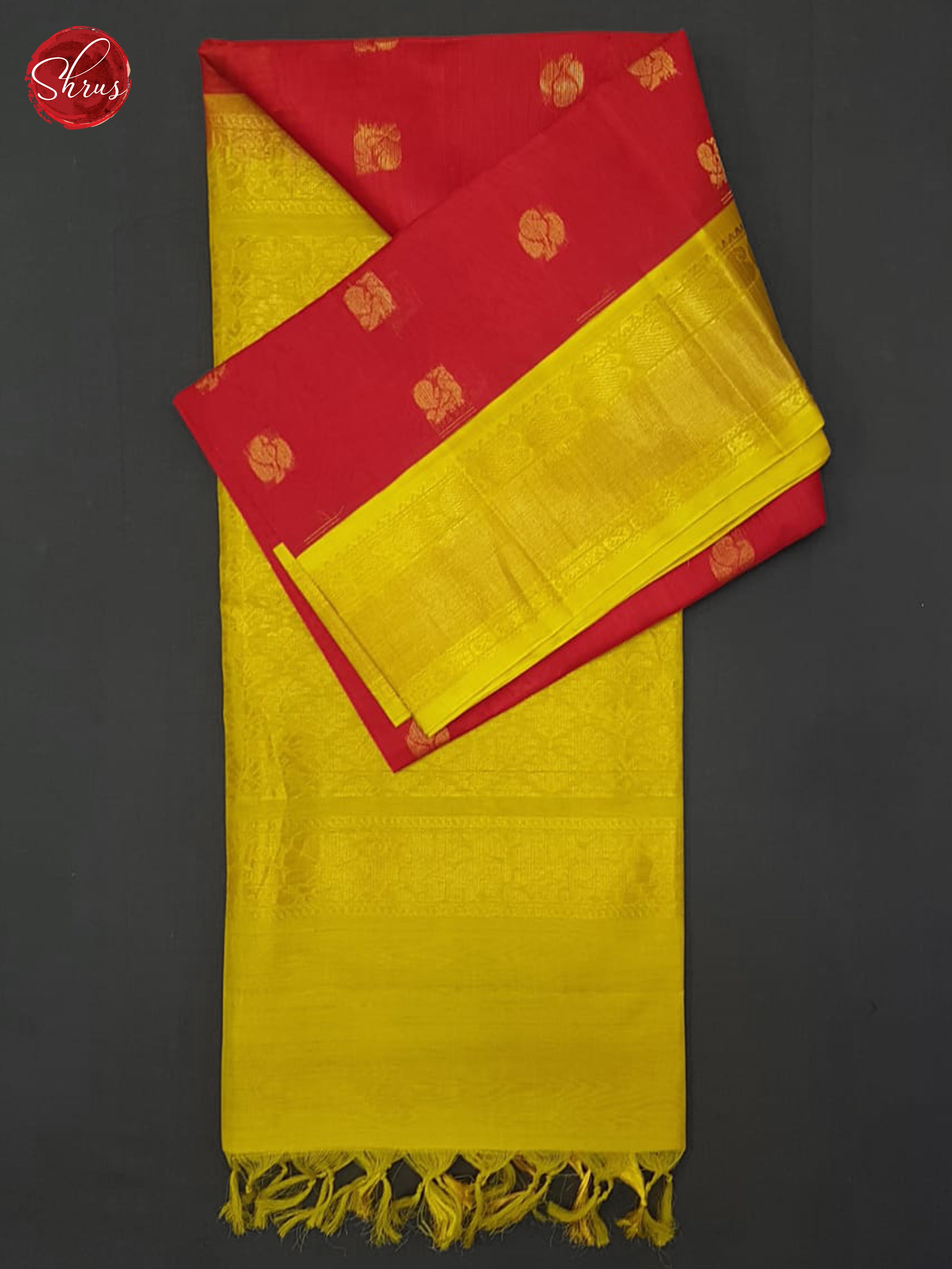 Red And Mathulir Green-Silk Cotton Saree - Shop on ShrusEternity.com