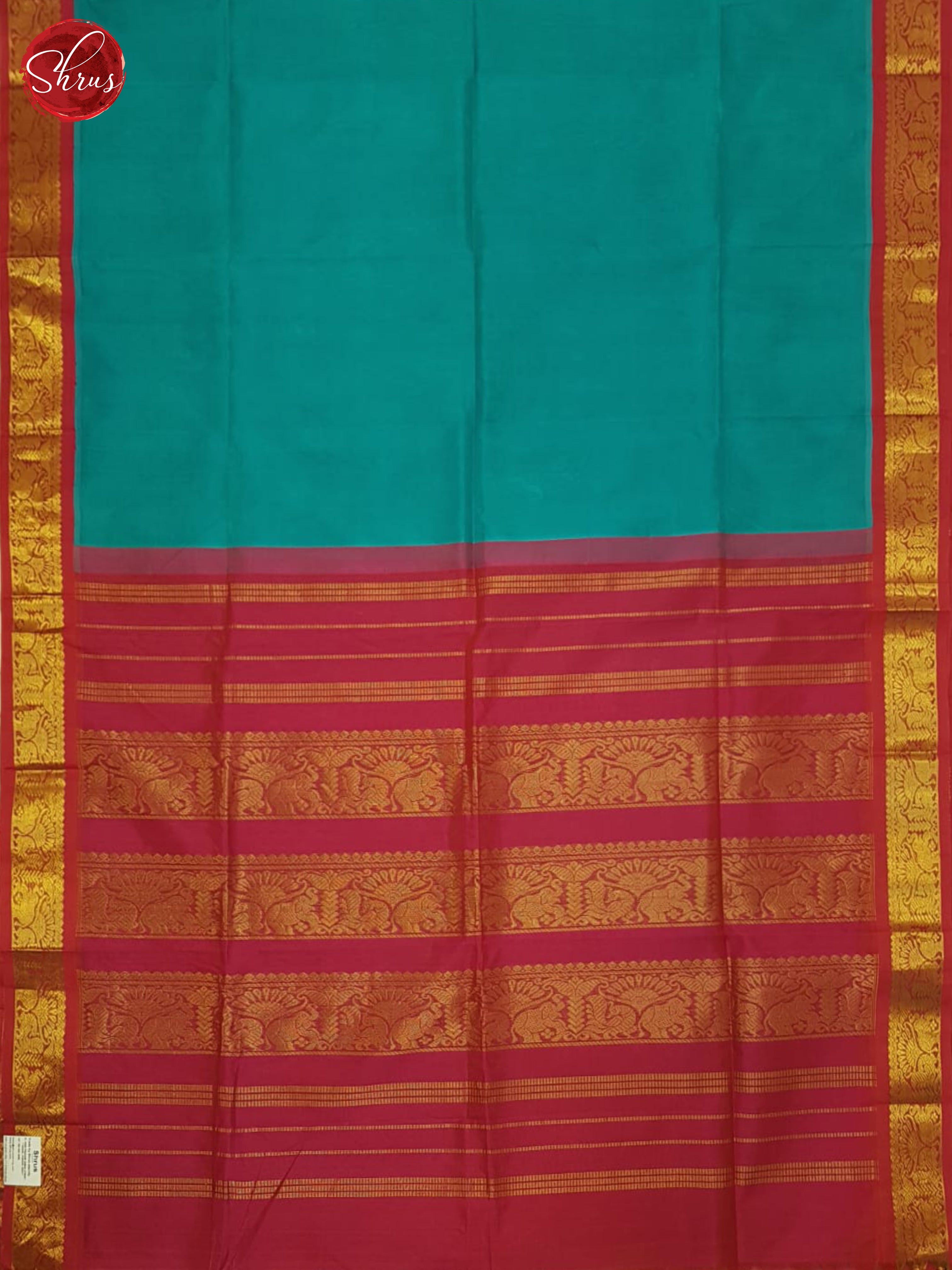 Blue & Pink - Silk Cotton Saree - Shop on ShrusEternity.com