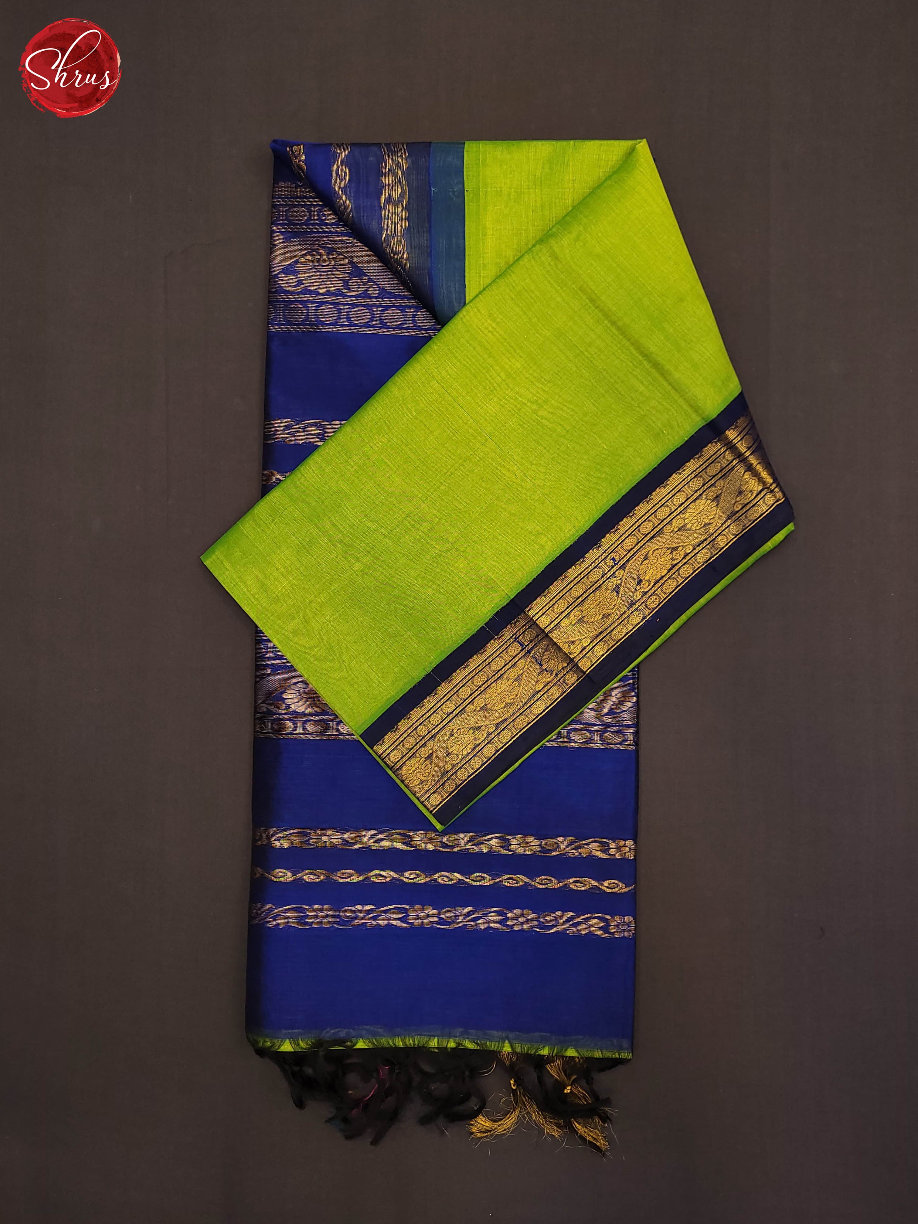 Green and Blue-Silk cotton saree - Shop on ShrusEternity.com