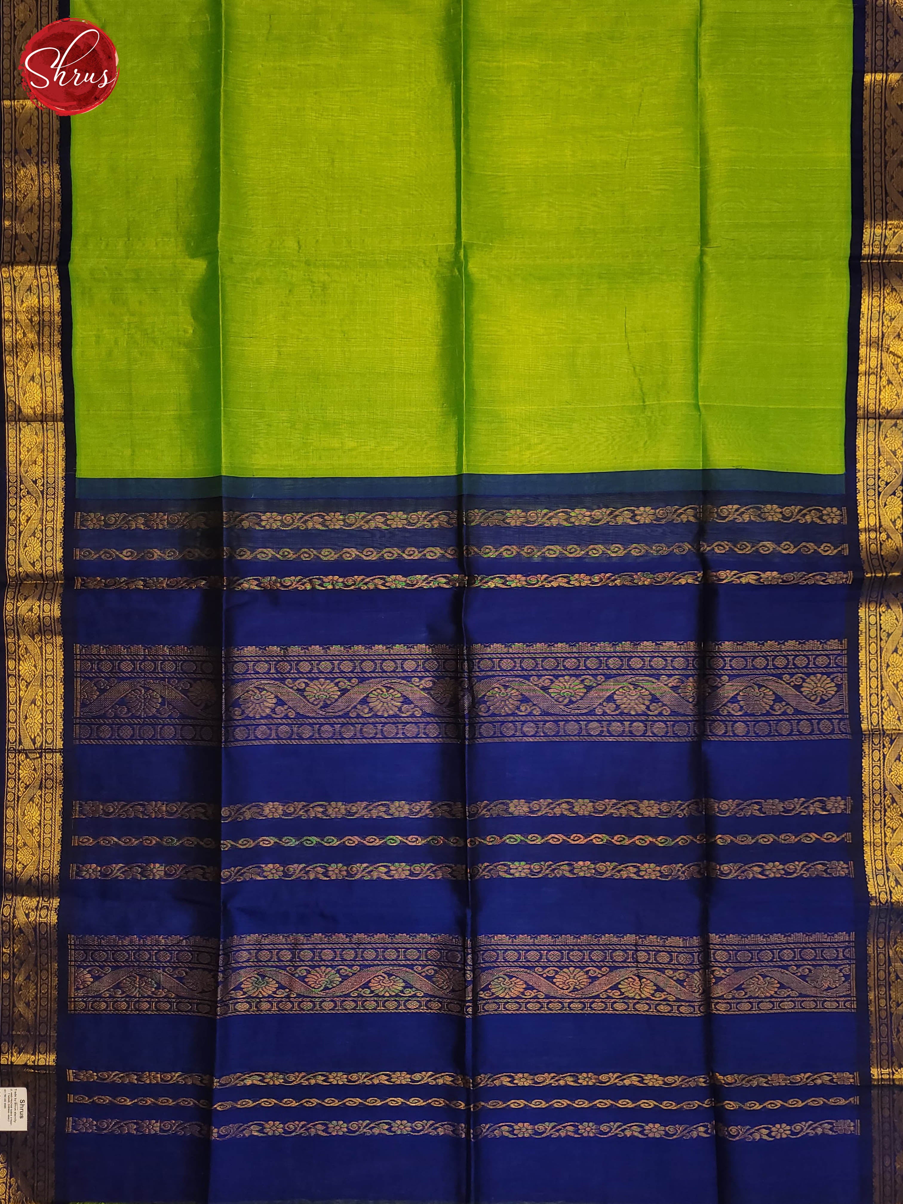 Green and Blue-Silk cotton saree - Shop on ShrusEternity.com