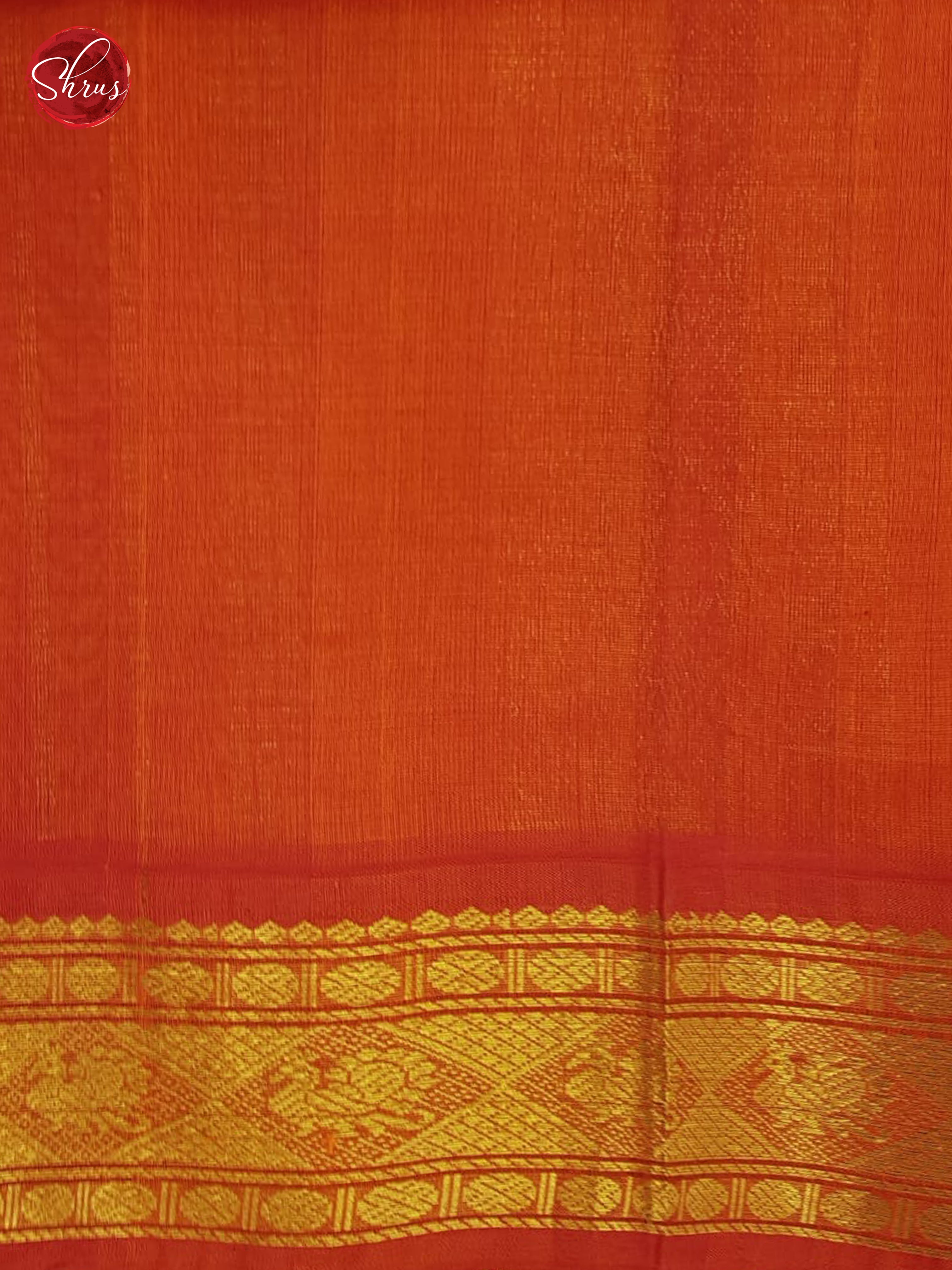 Green And orange-Silk Cotton Saree - Shop on ShrusEternity.com