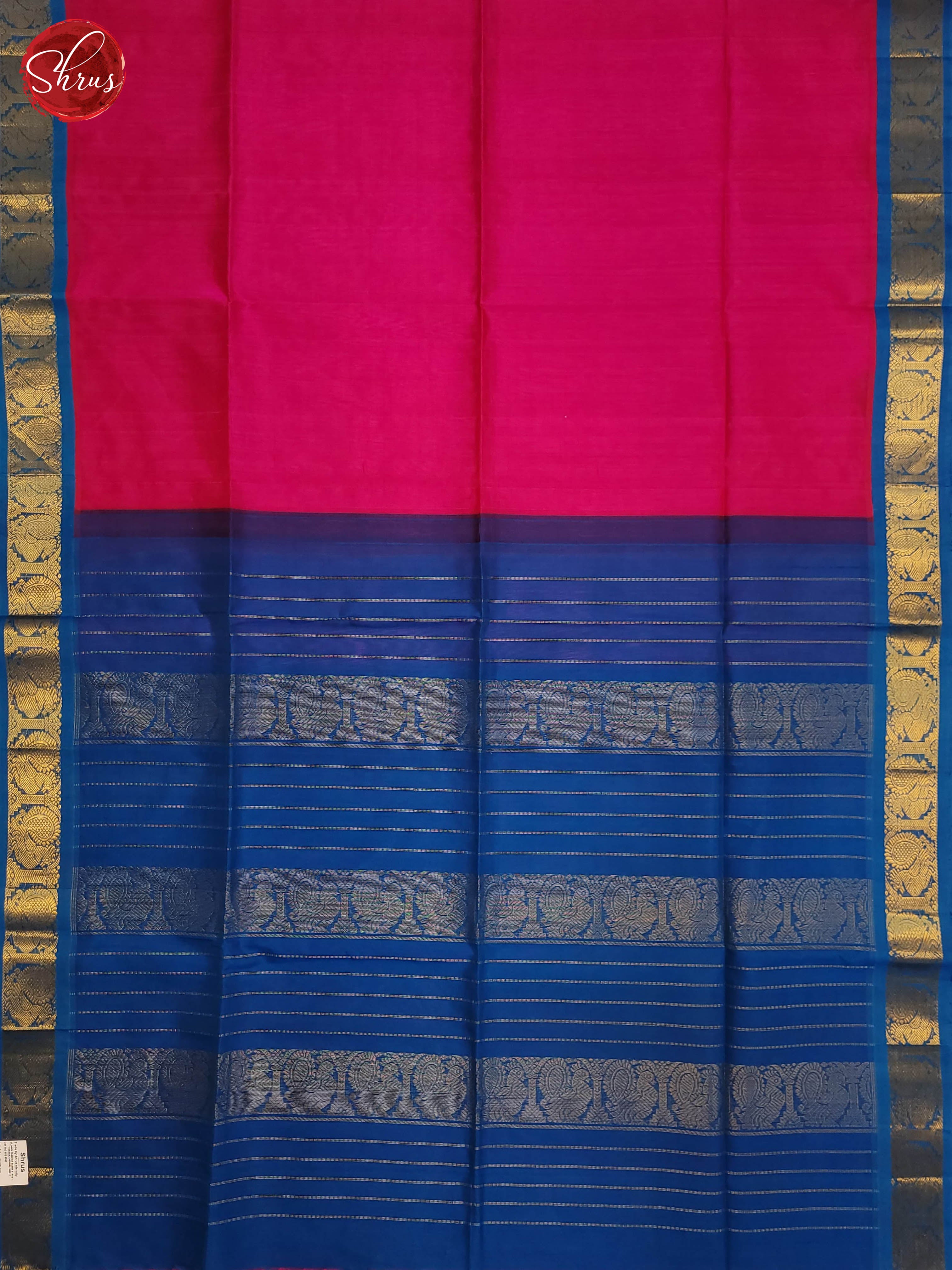 pink and Blue-Silk cotton saree - Shop on ShrusEternity.com