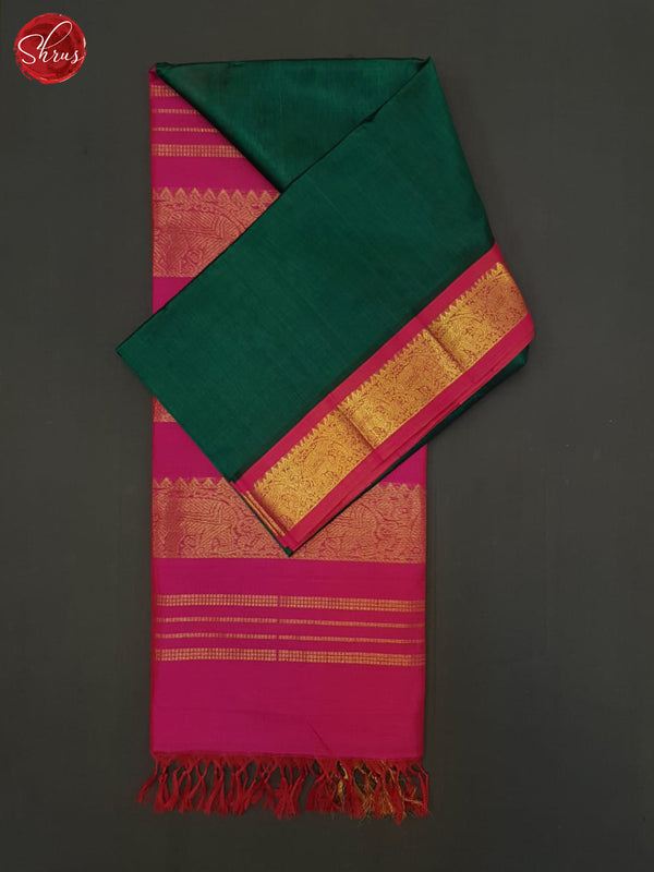 Green & Pink- Silk Cotton Saree - Shop on ShrusEternity.com