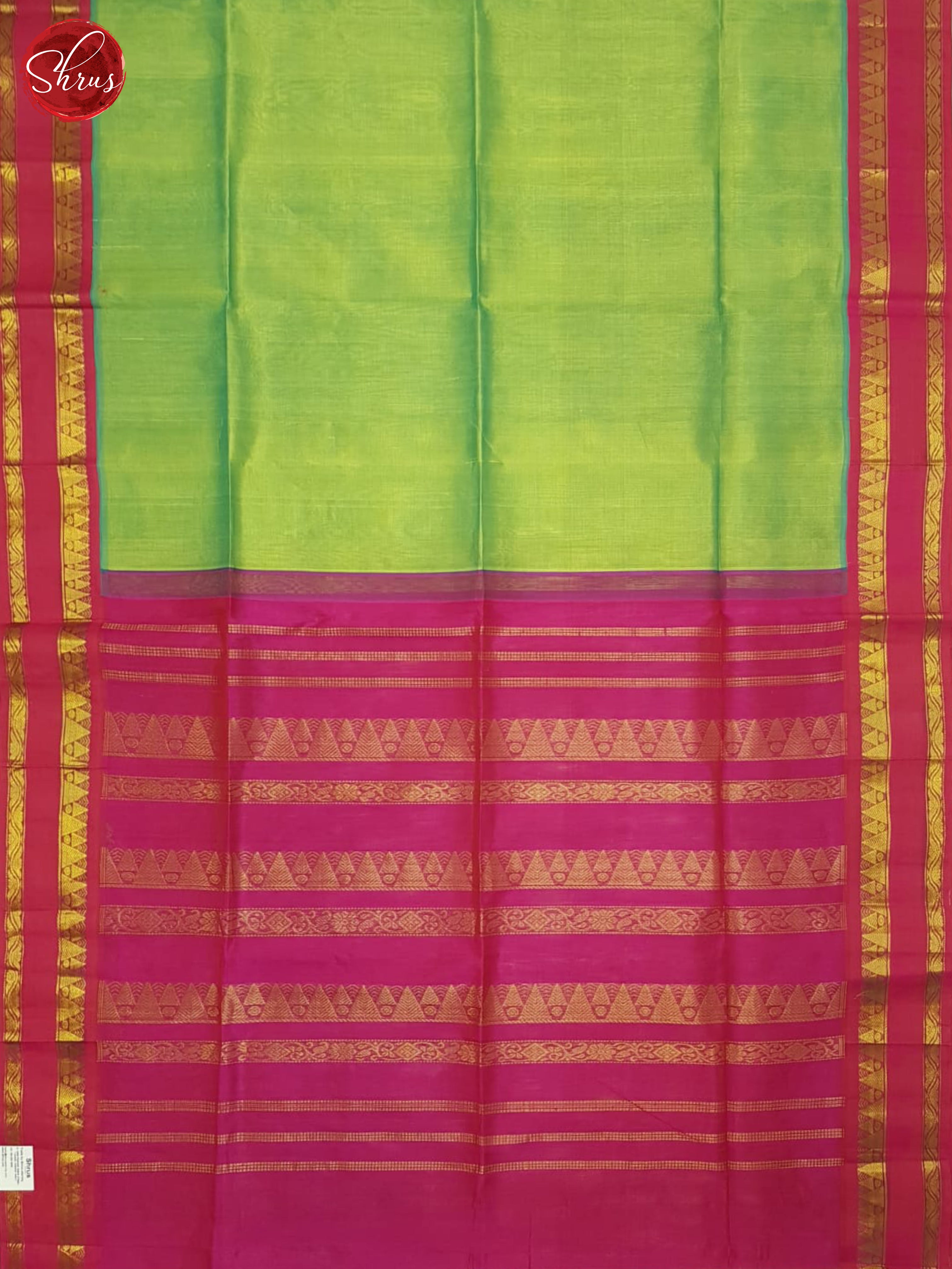 Green & Pink - Silk Cotton Saree - Shop on ShrusEternity.com