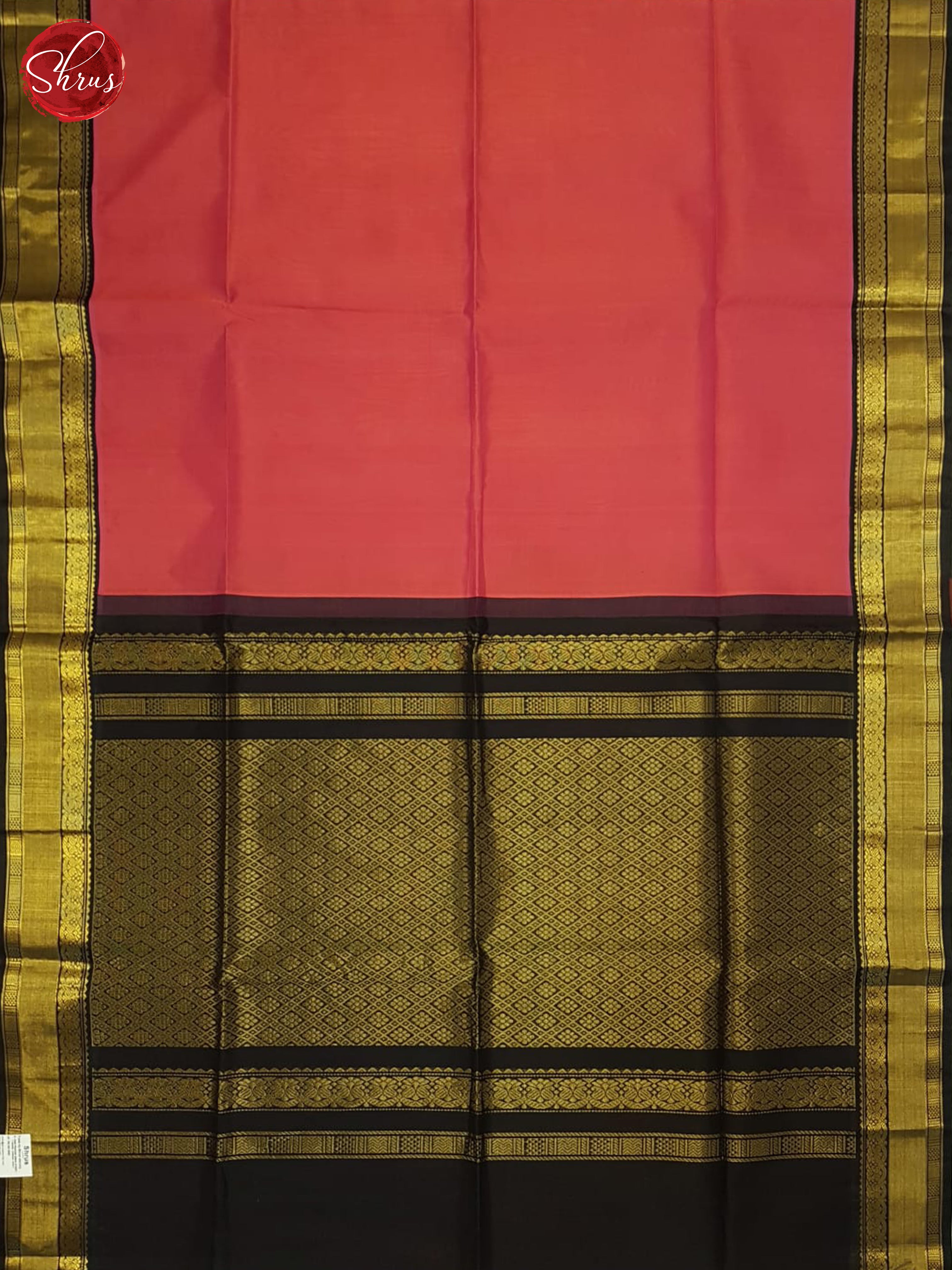 Reddish PInk & Black- Silk Cotton Saree - Shop on ShrusEternity.com