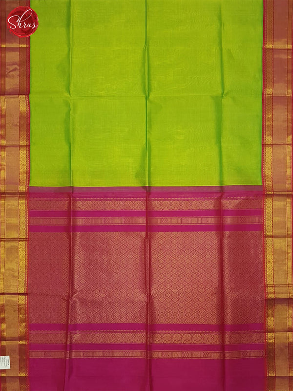 Green & Pink - Silk Cotton Saree - Shop on ShrusEternity.com