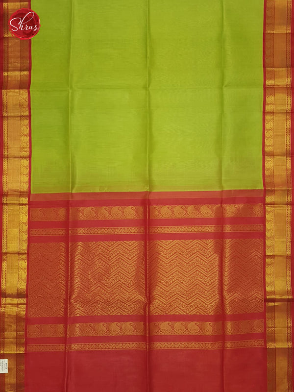 Green And Red-Silk Cotton Saree - Shop on ShrusEternity.com