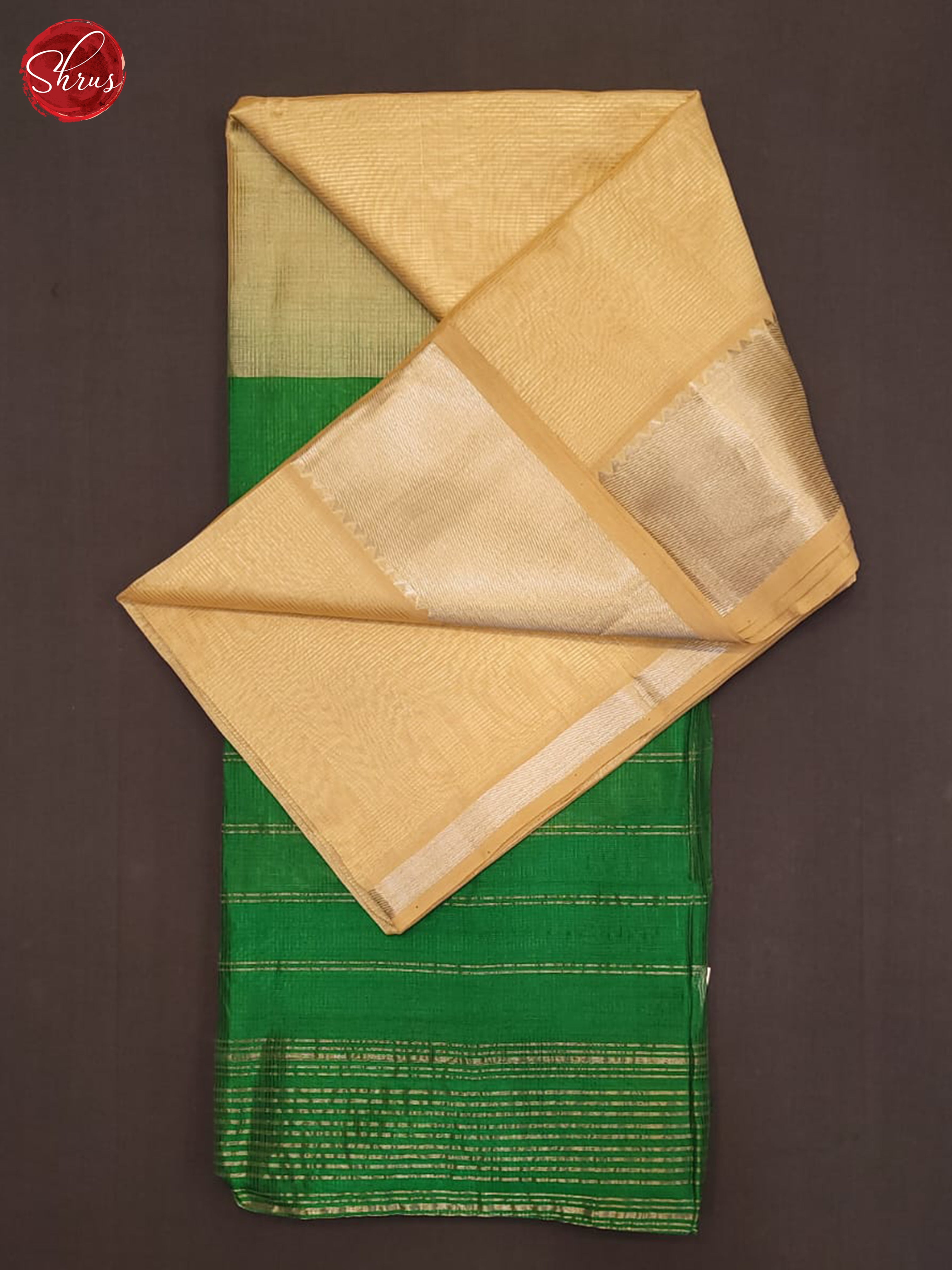 Beige & Green - Mangalagiri silkcotton Saree - Shop on ShrusEternity.com