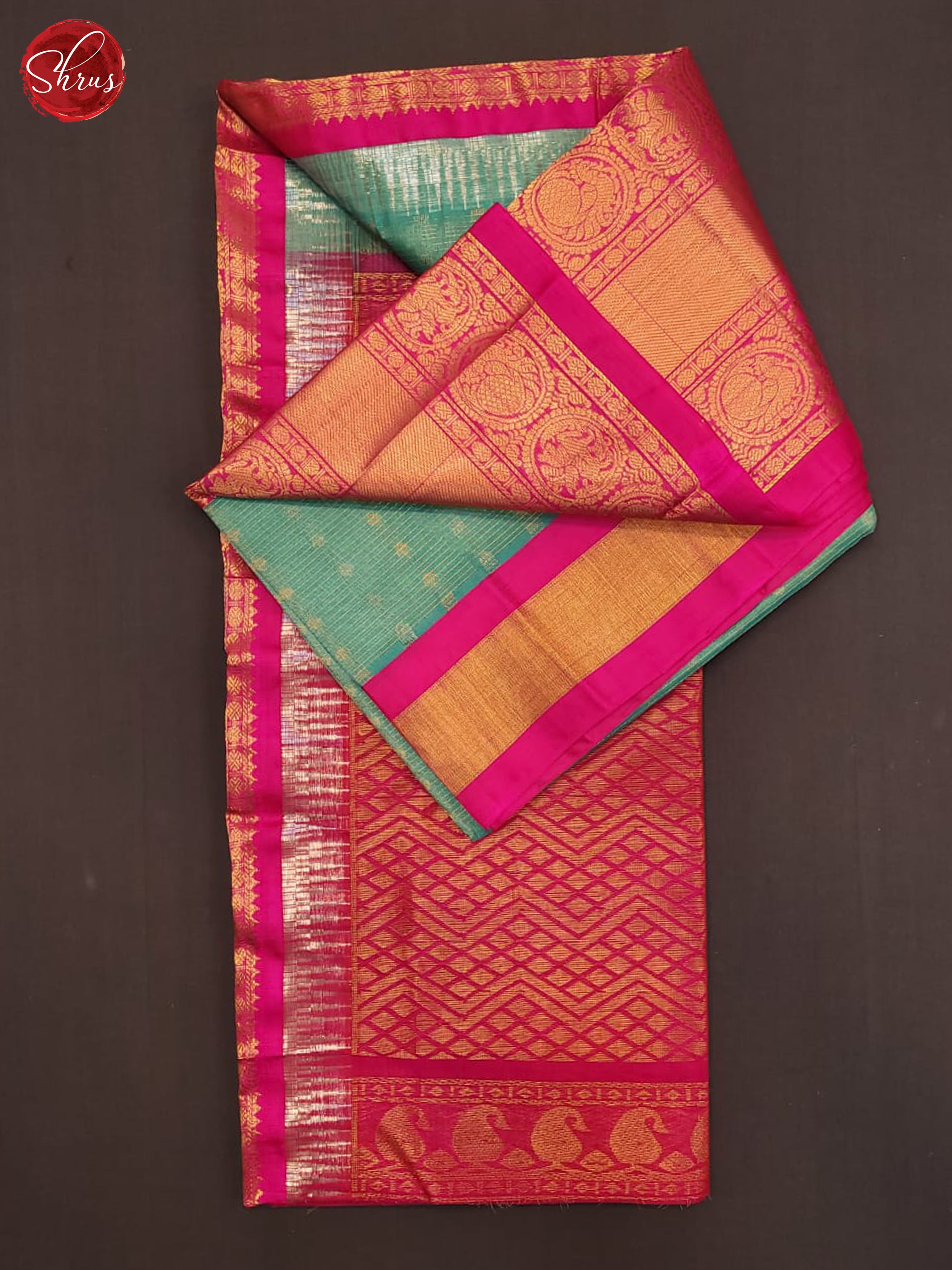 Pastel Green & Pink - Silk Cotton Saree - Shop on ShrusEternity.com