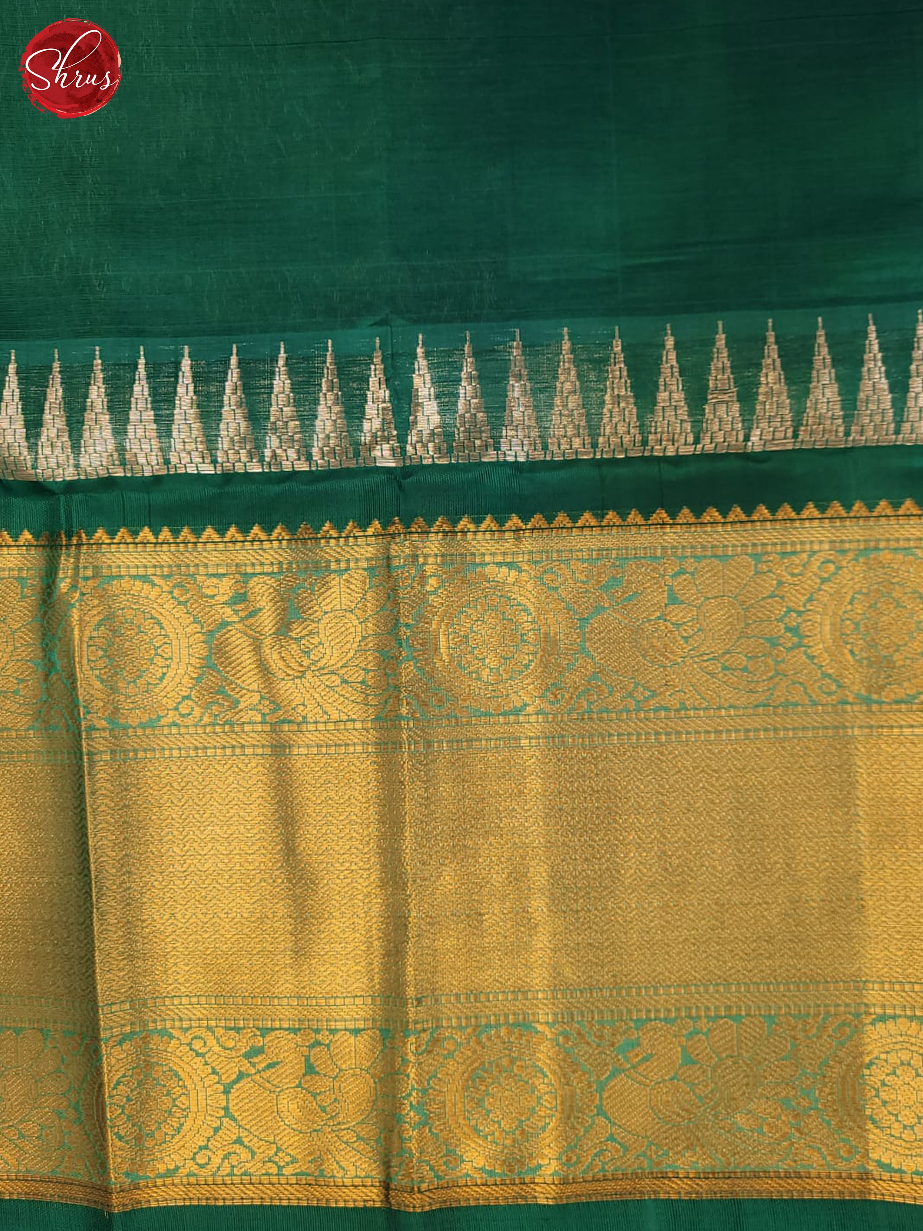 Peachish Pink & Green- Silk Cotton Saree - Shop on ShrusEternity.com