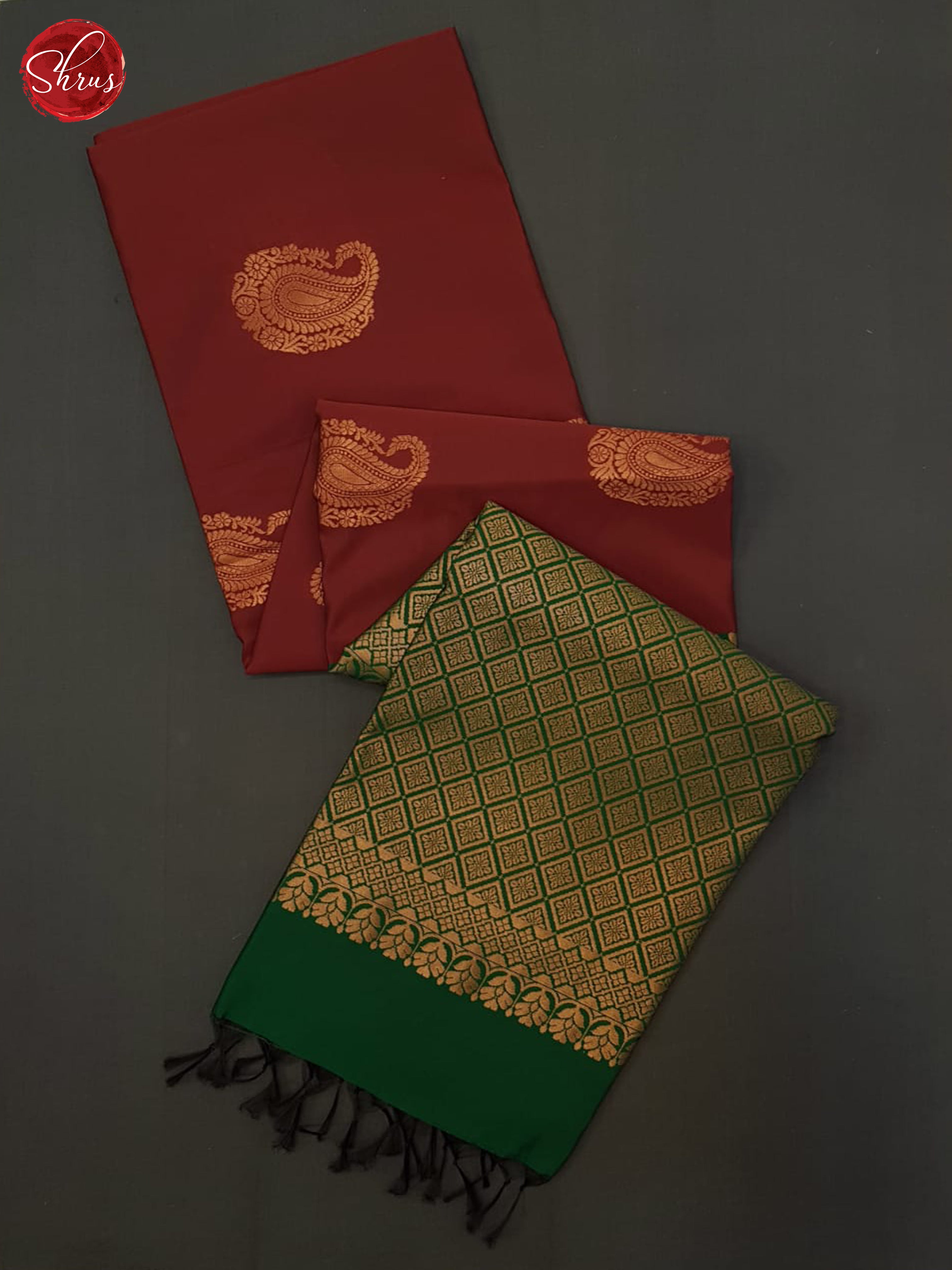 Brown & Green - Semi Softsilk Saree - Shop on ShrusEternity.com