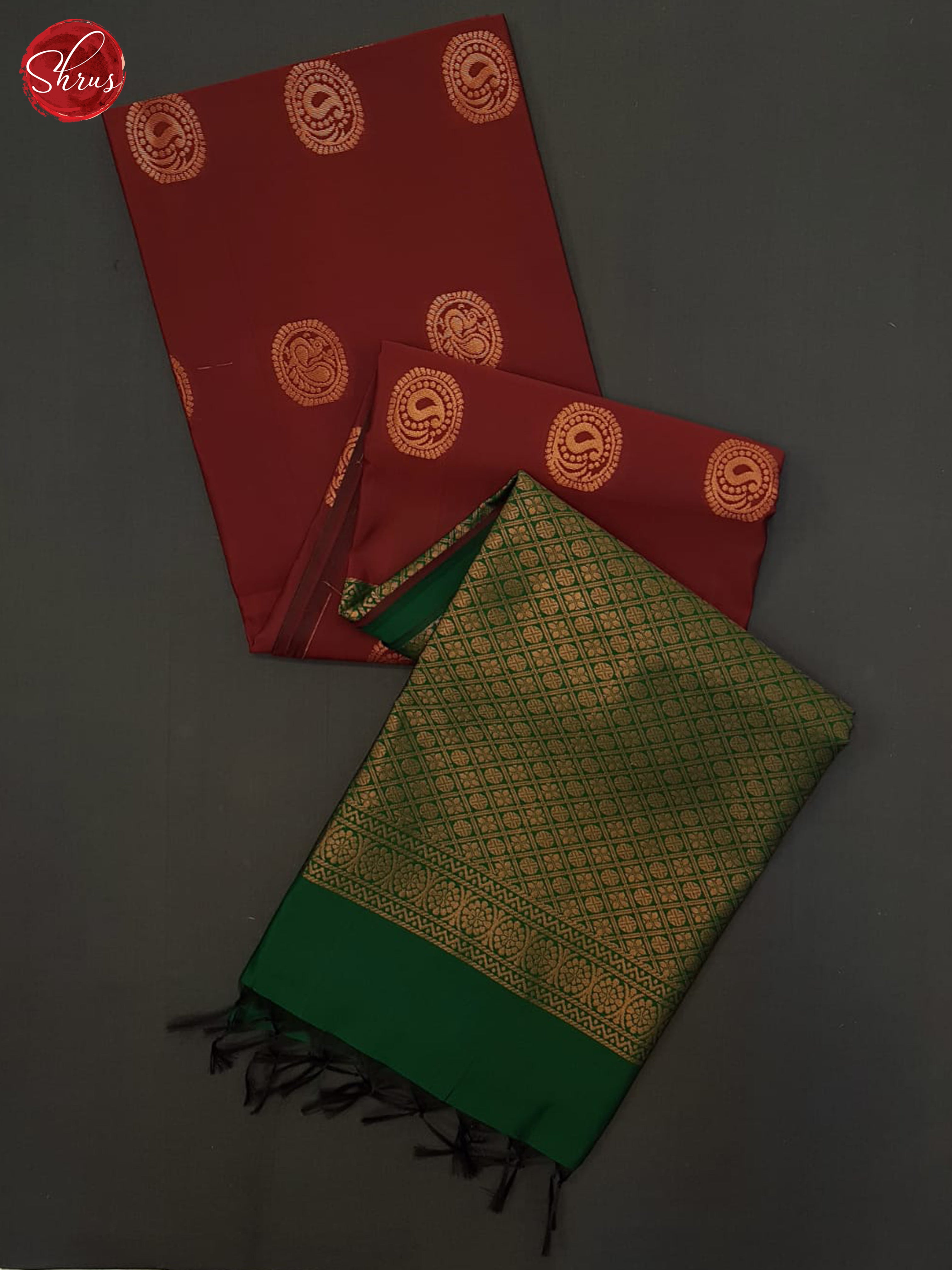 Brown & Green- Semi Softsilk Saree - Shop on ShrusEternity.com