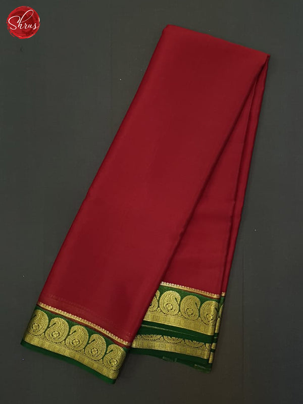 Red & Green  - Mysore Silk Saree - Shop on ShrusEternity.com