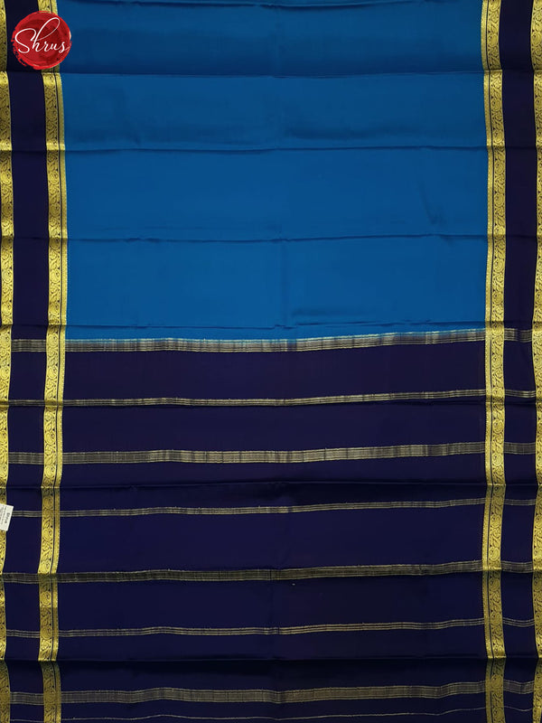 Blue & Navy Blue- Mysore Silk Saree - Shop on ShrusEternity.com
