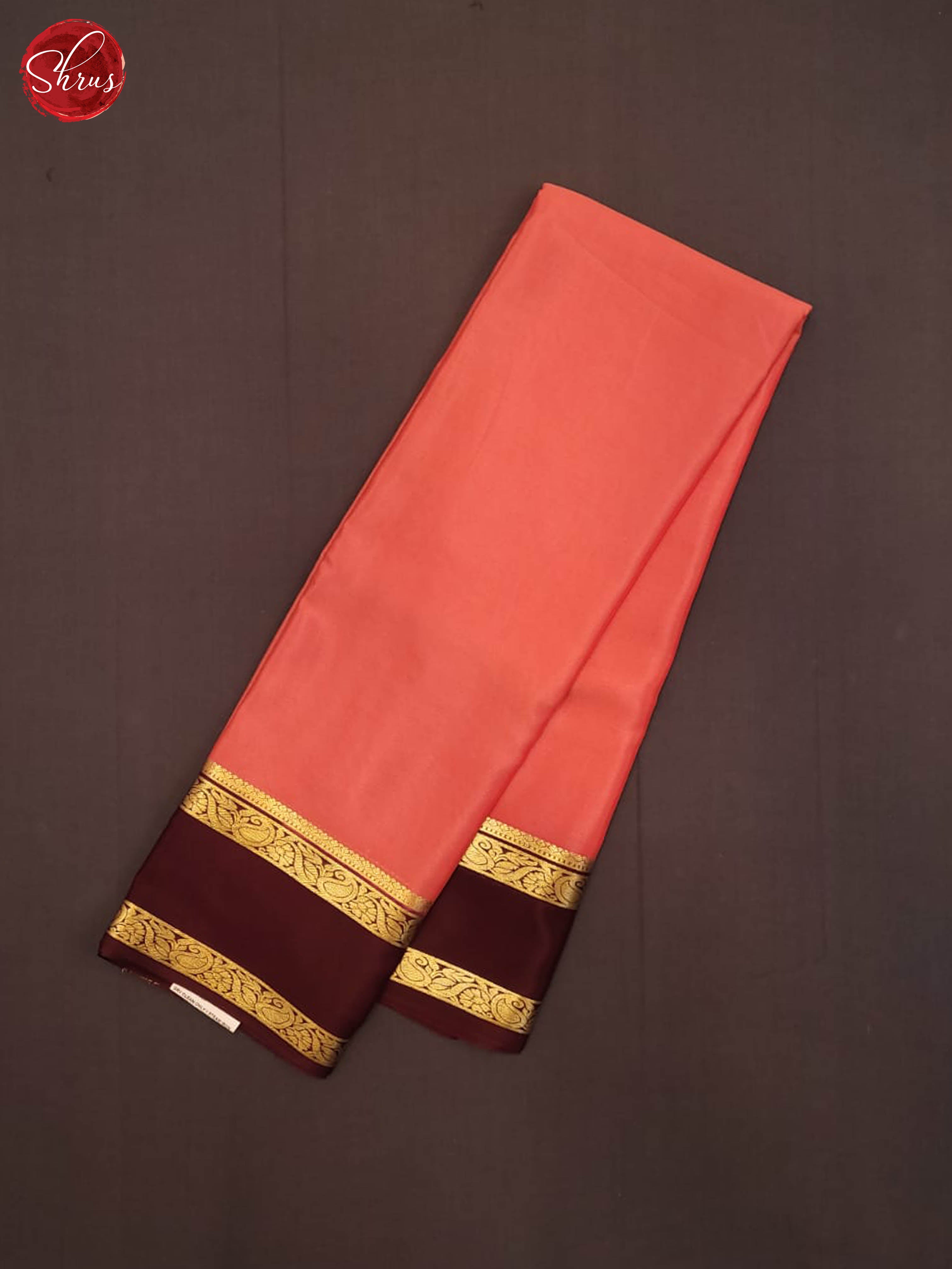 peach and Brown - Mysore Silk Saree - Shop on ShrusEternity.com