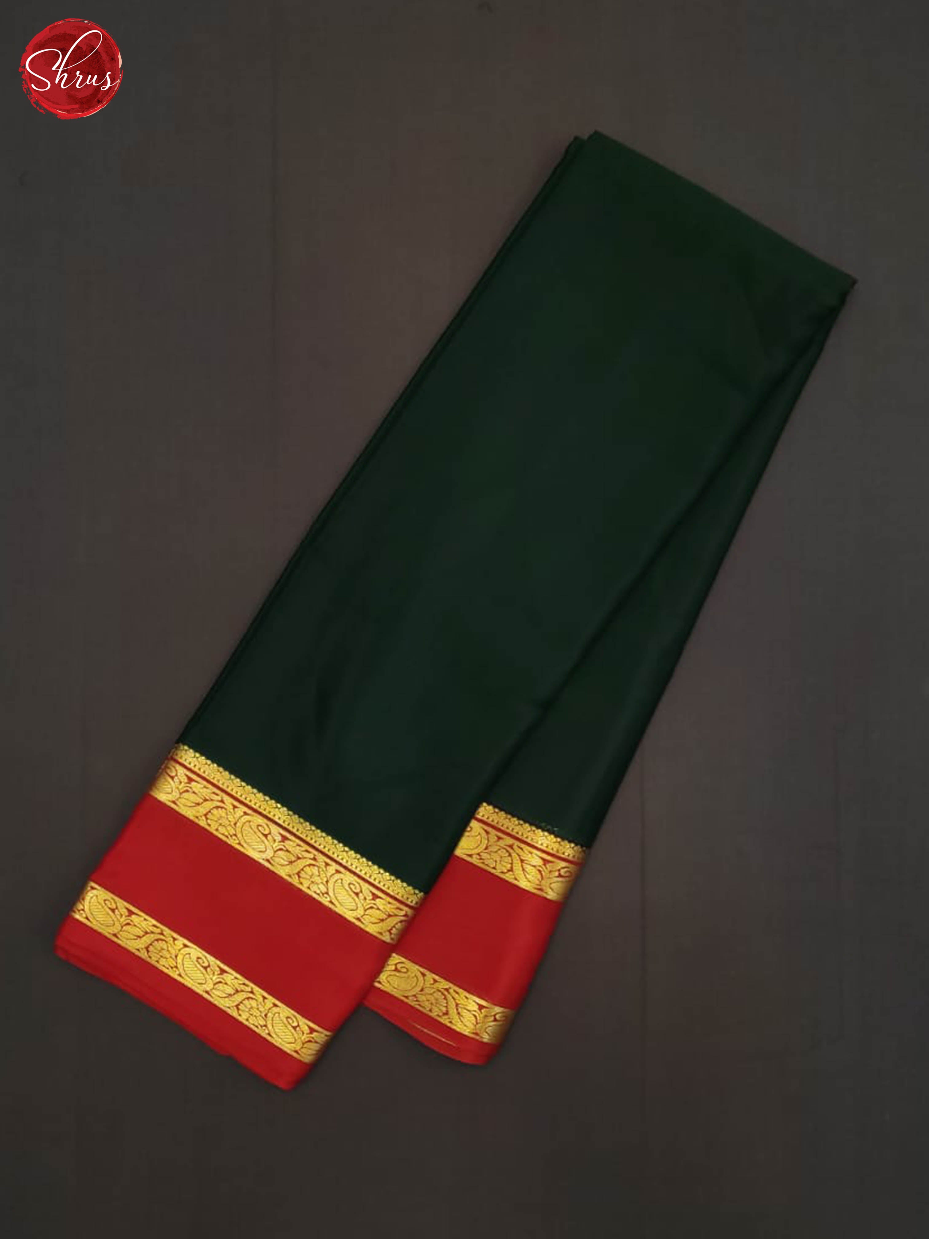 bottle green and Red- Mysore Silk Saree - Shop on ShrusEternity.com