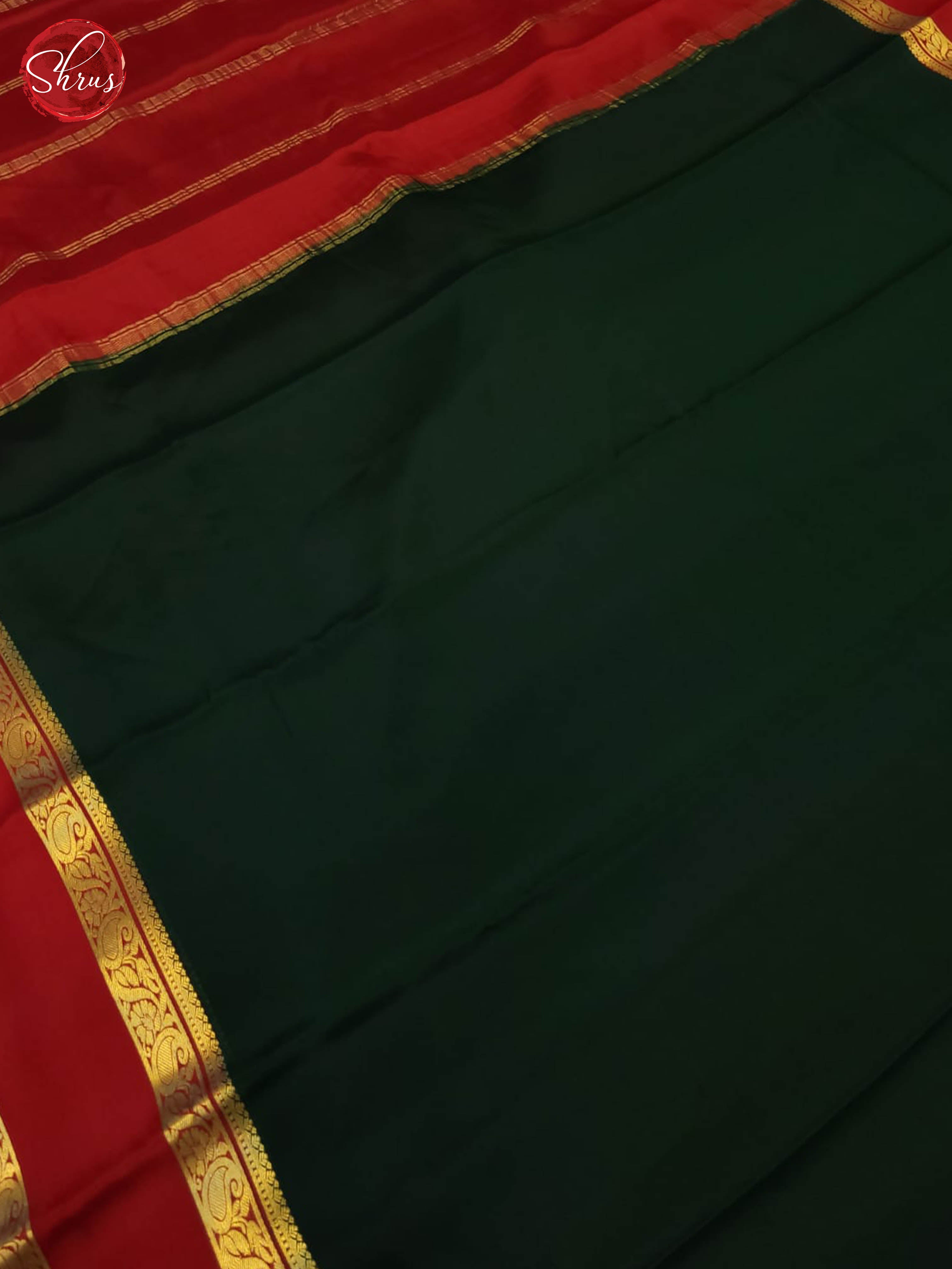 bottle green and Red- Mysore Silk Saree - Shop on ShrusEternity.com