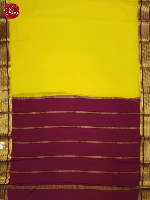 Yellow & Wine- Mysore Silk Saree - Shop on ShrusEternity.com