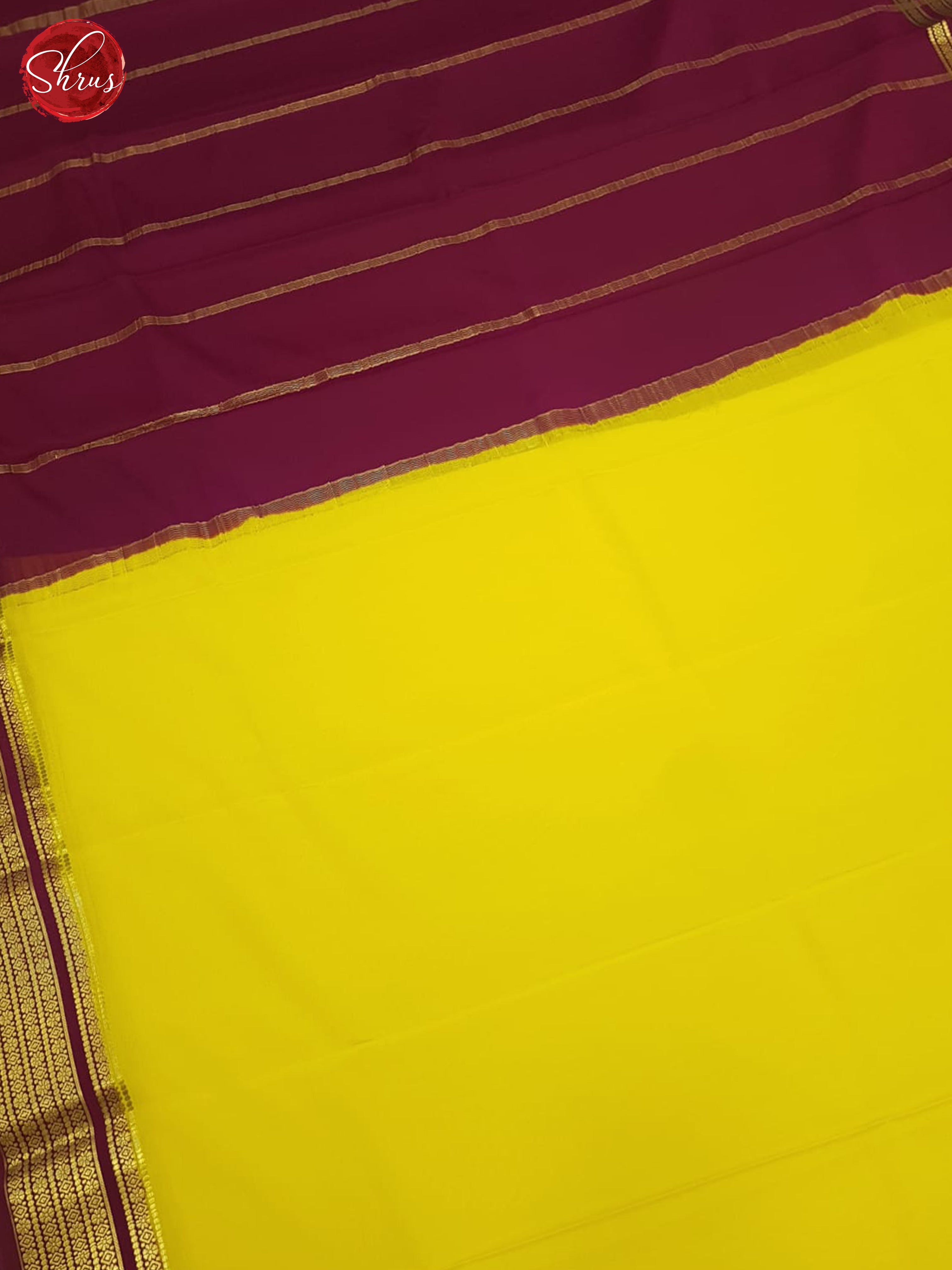 Yellow & Wine- Mysore Silk Saree - Shop on ShrusEternity.com