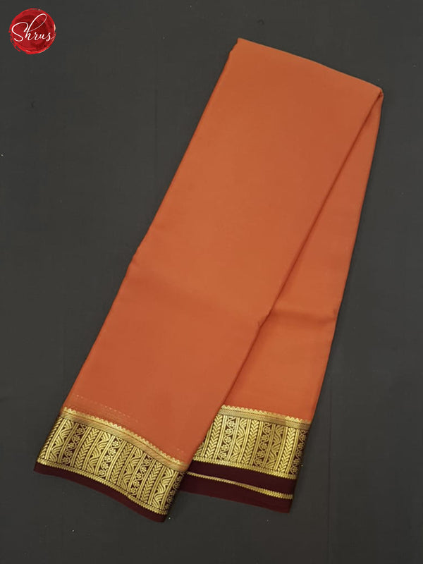 Pale Orange & Brown - Mysore Silk Saree - Shop on ShrusEternity.com