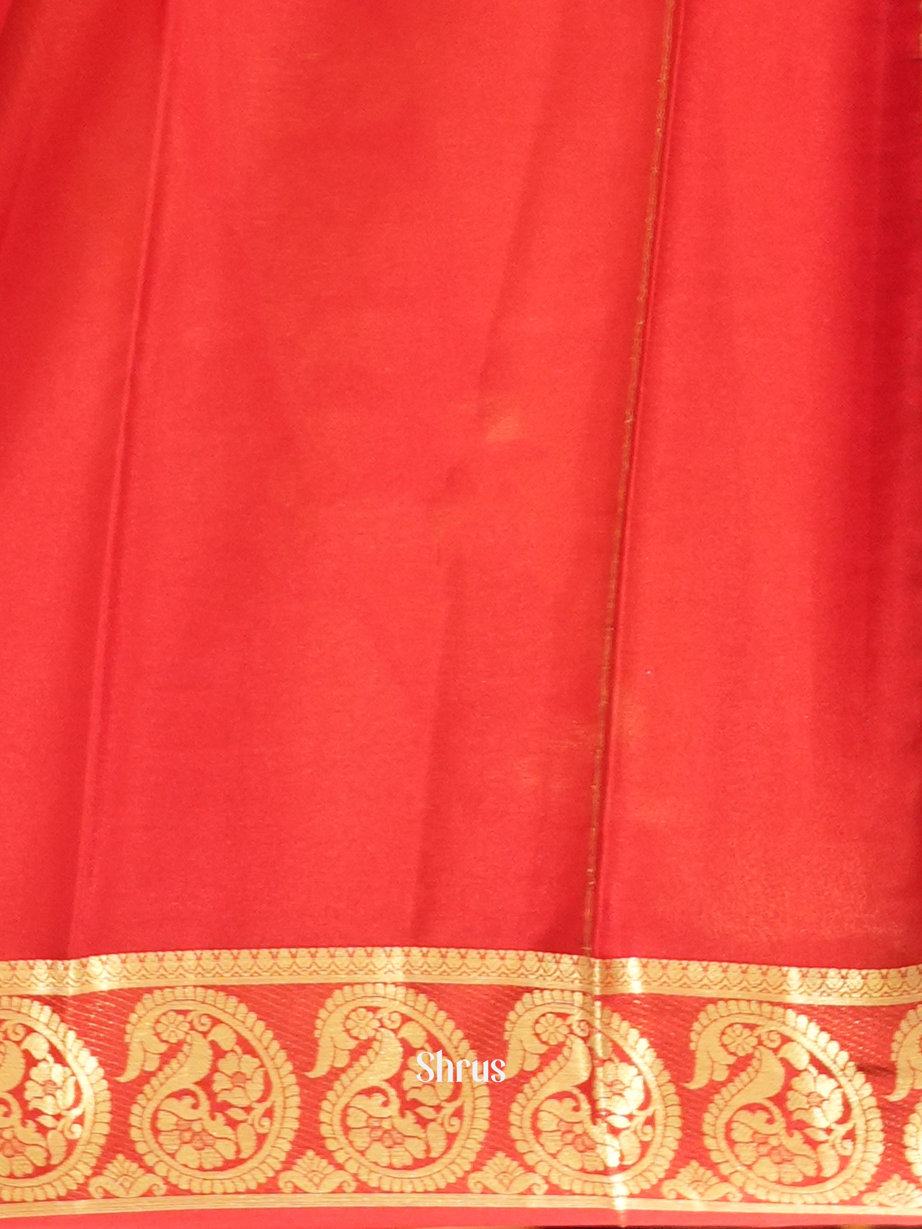 Peach & Red- Mysore Silk Saree