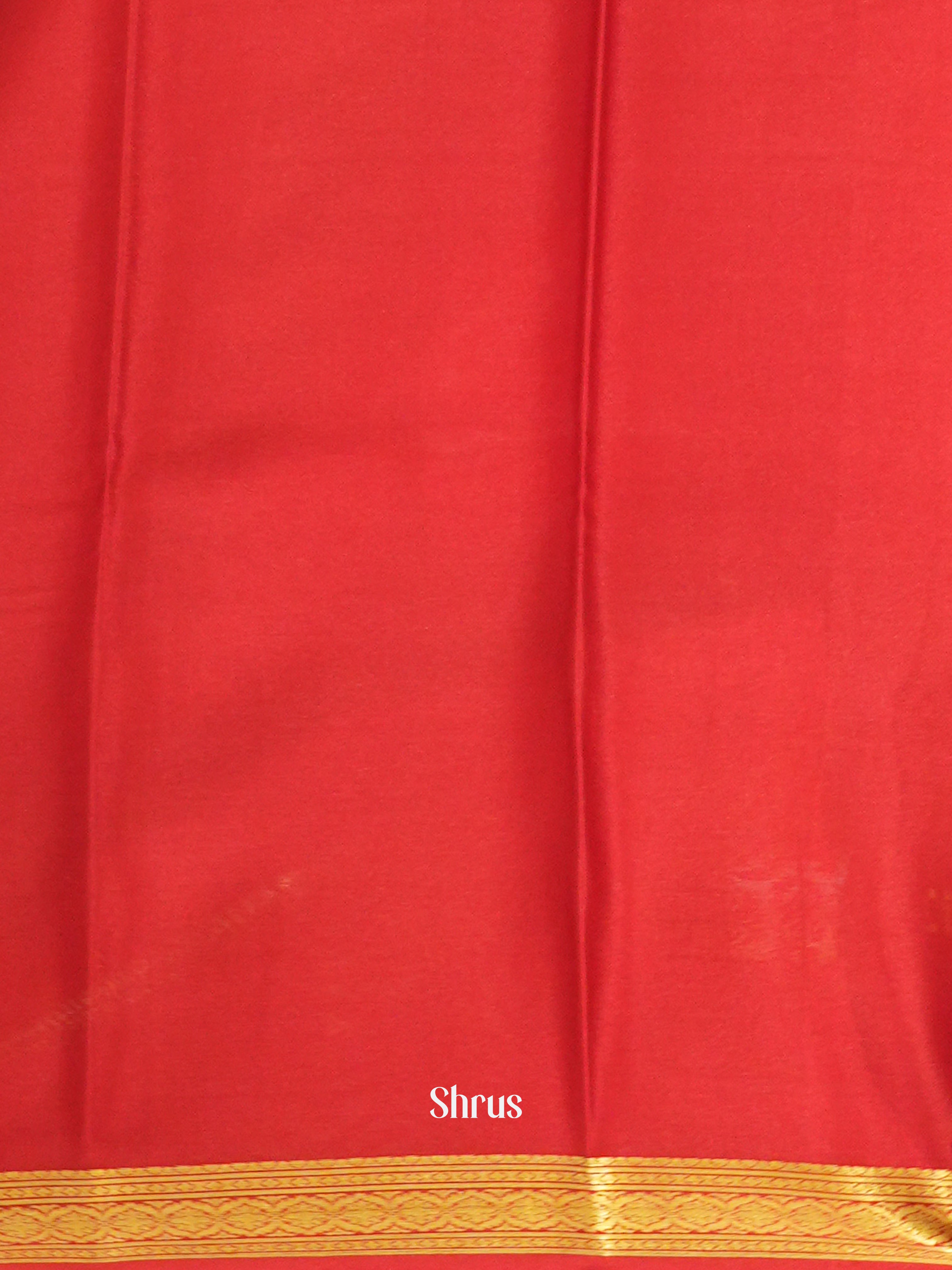 Peachish pink and Red - Mysore Silk Saree