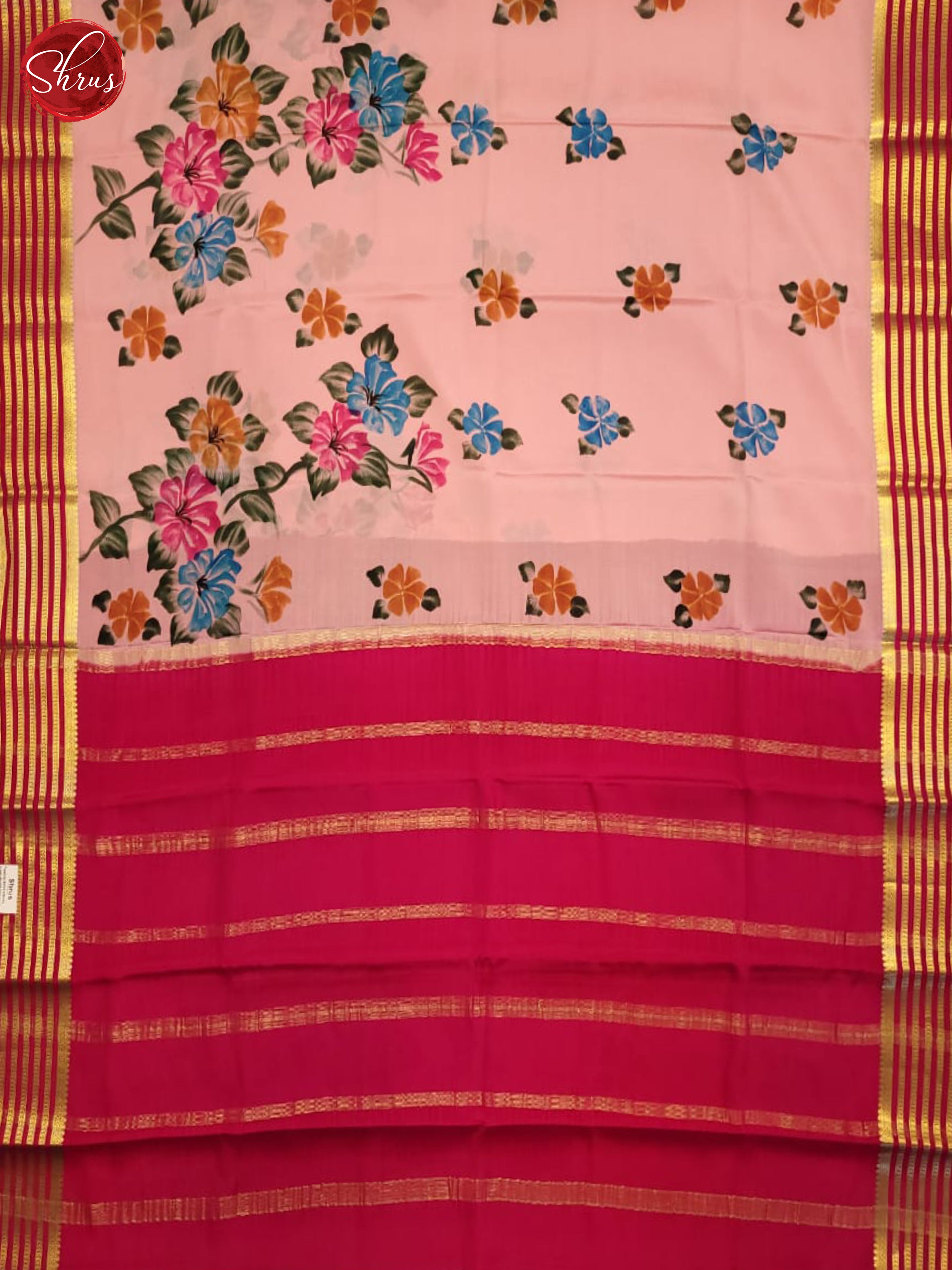 Pink & Red - Mysore Silk Saree - Shop on ShrusEternity.com