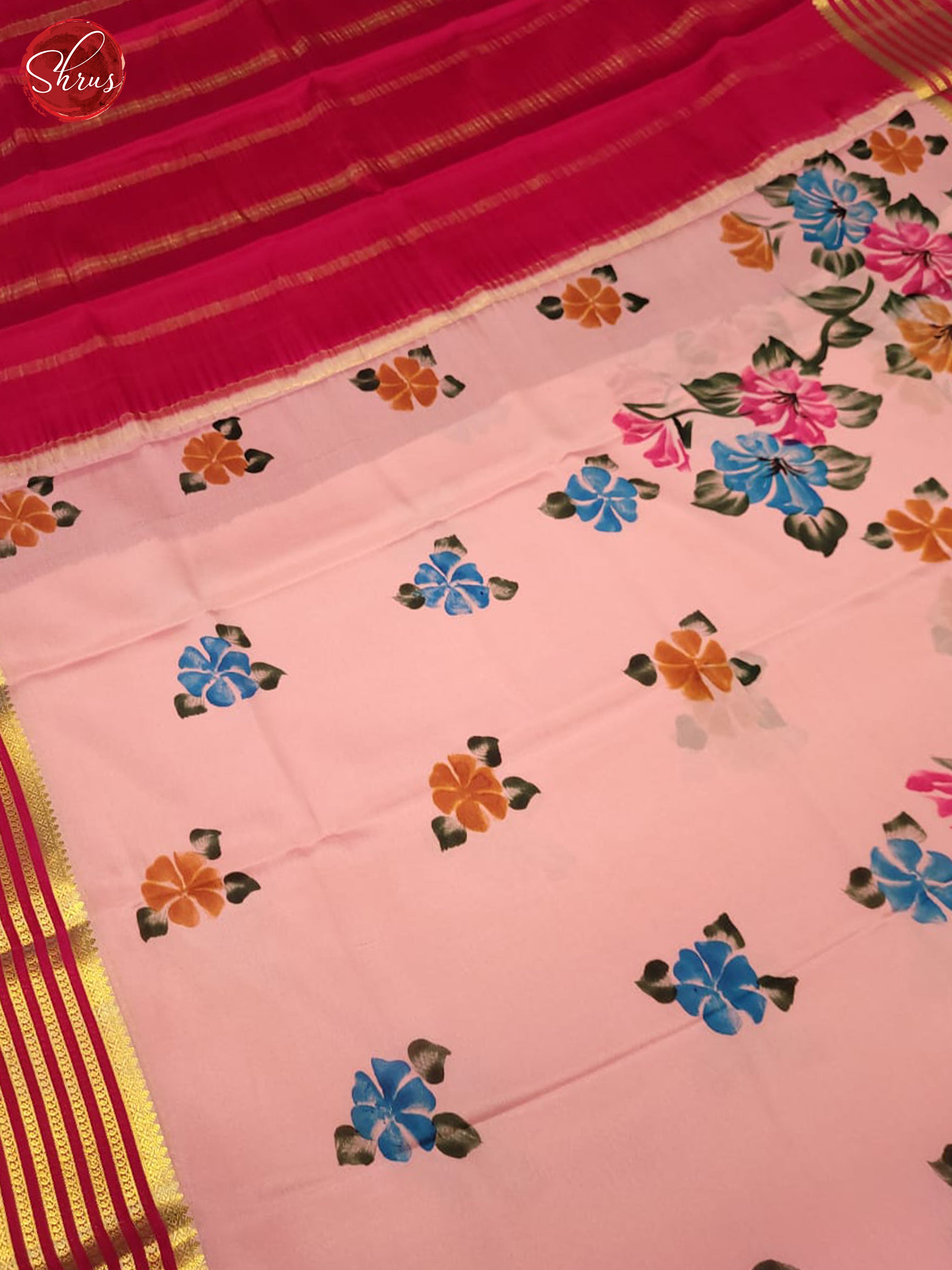 Pink & Red - Mysore Silk Saree - Shop on ShrusEternity.com