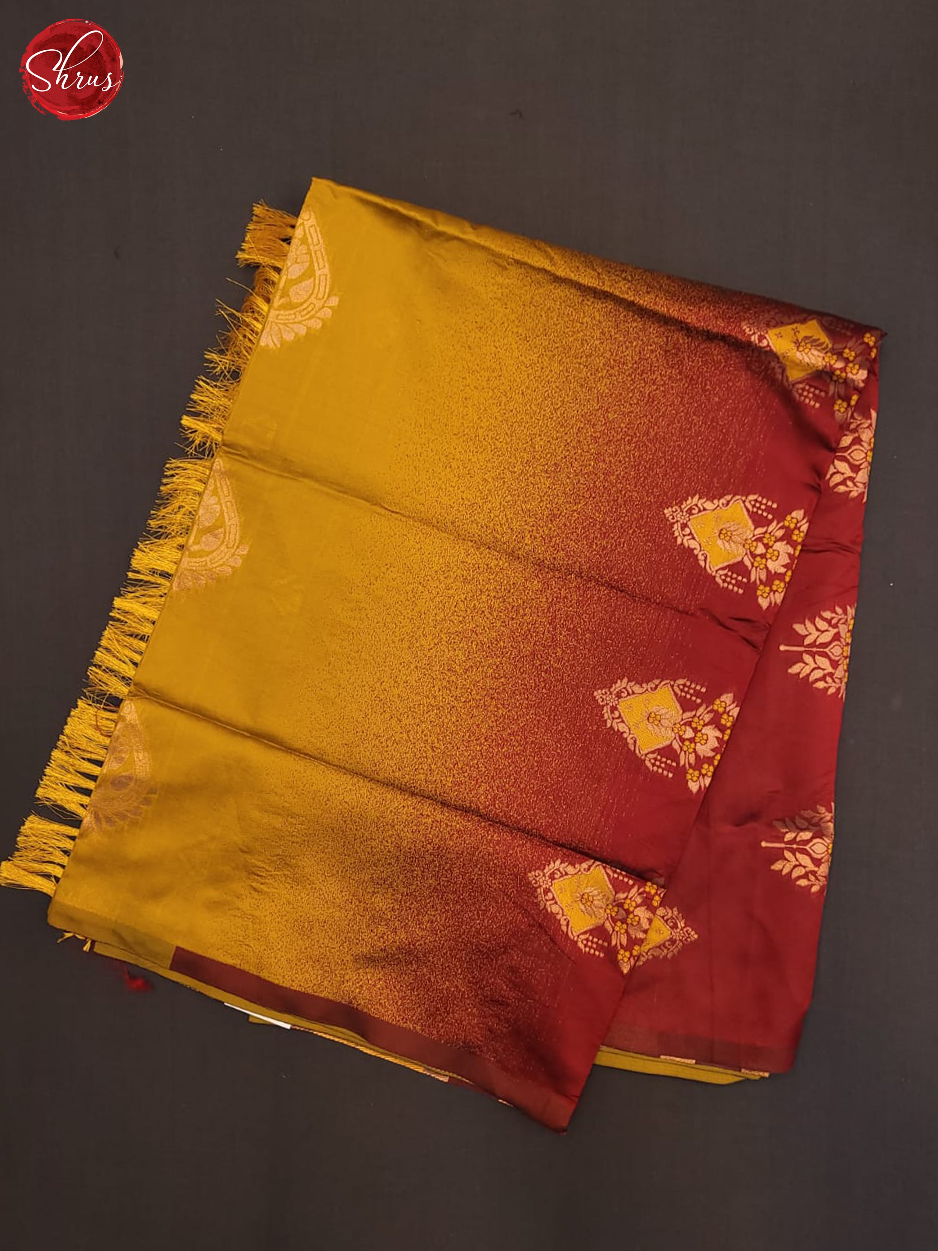 Mustard & Maroon - Semi Softsilk Saree - Shop on ShrusEternity.com