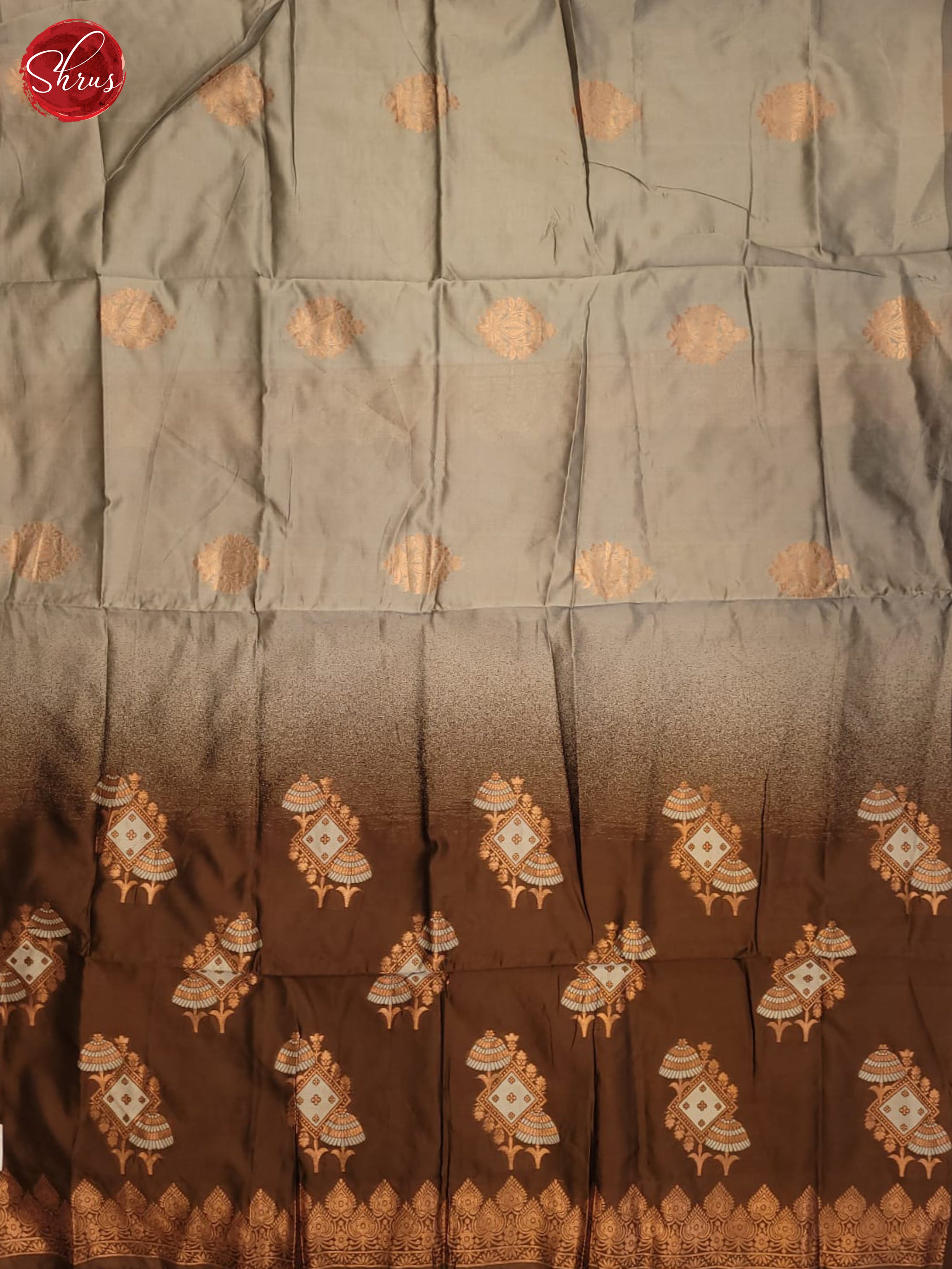 Grey & Brown- Semi Softsilk  Saree - Shop on ShrusEternity.com