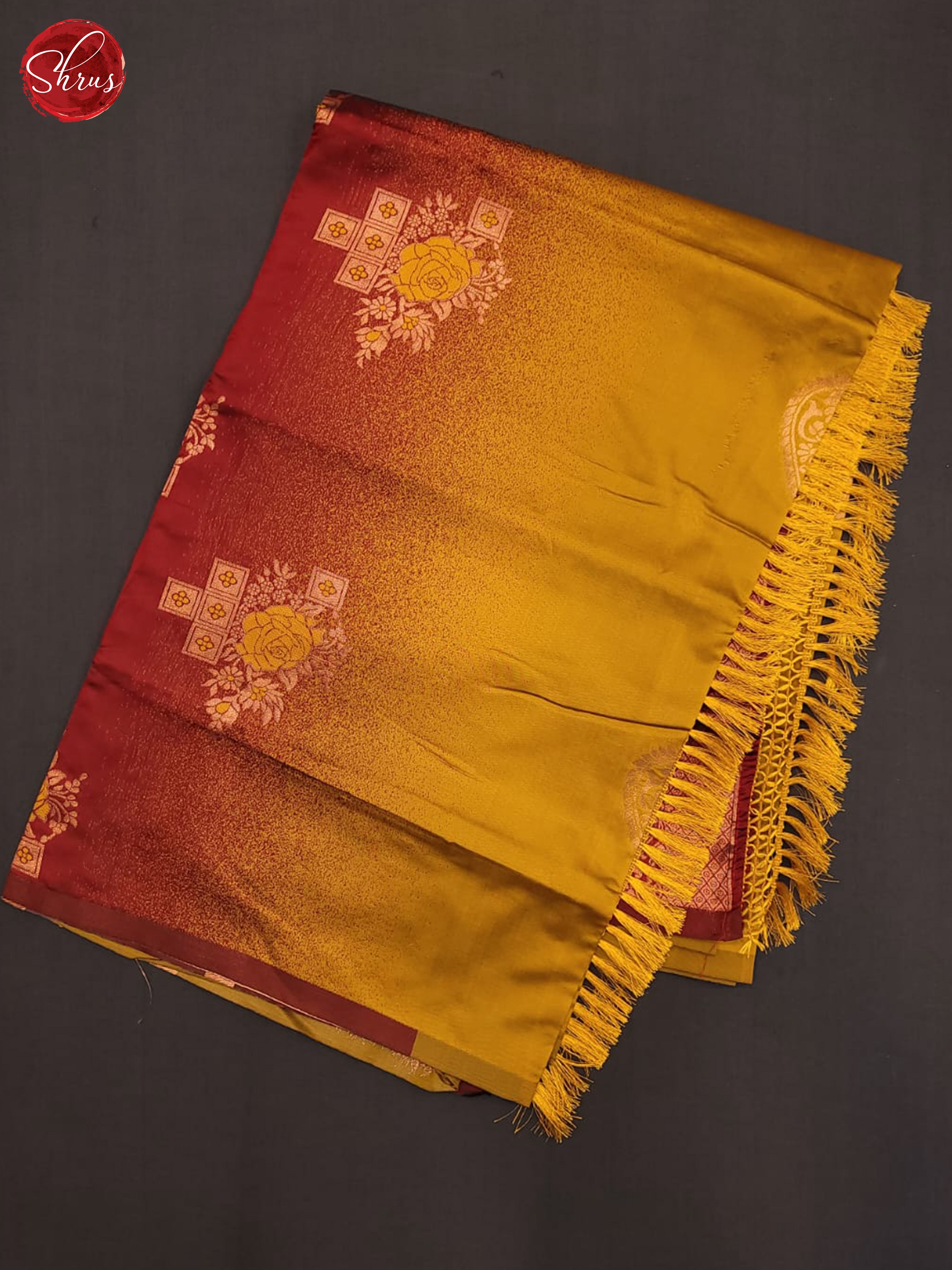 Mustard & Red - Semi Softsilk Saree - Shop on ShrusEternity.com