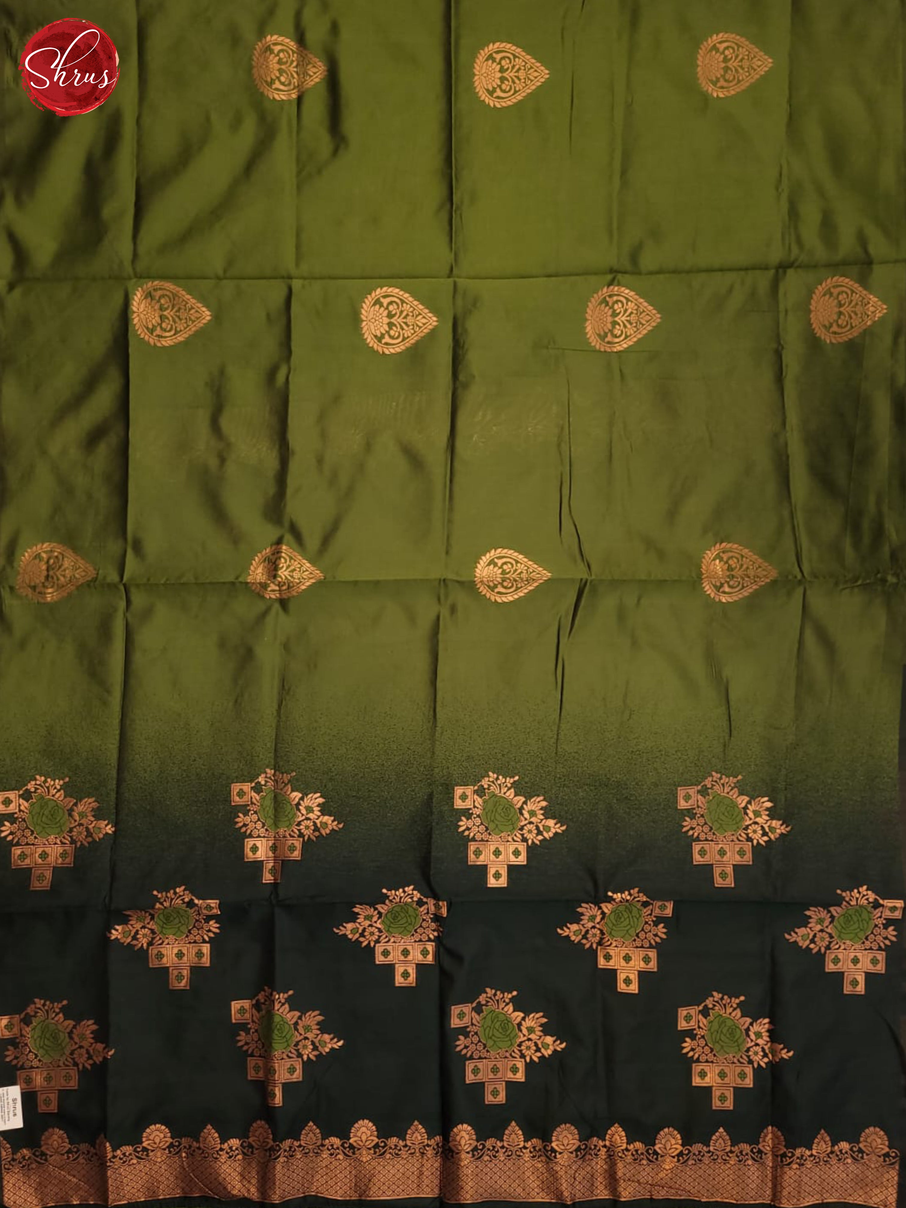 GReen & Dark Green- Semi Softsilk Saree - Shop on ShrusEternity.com