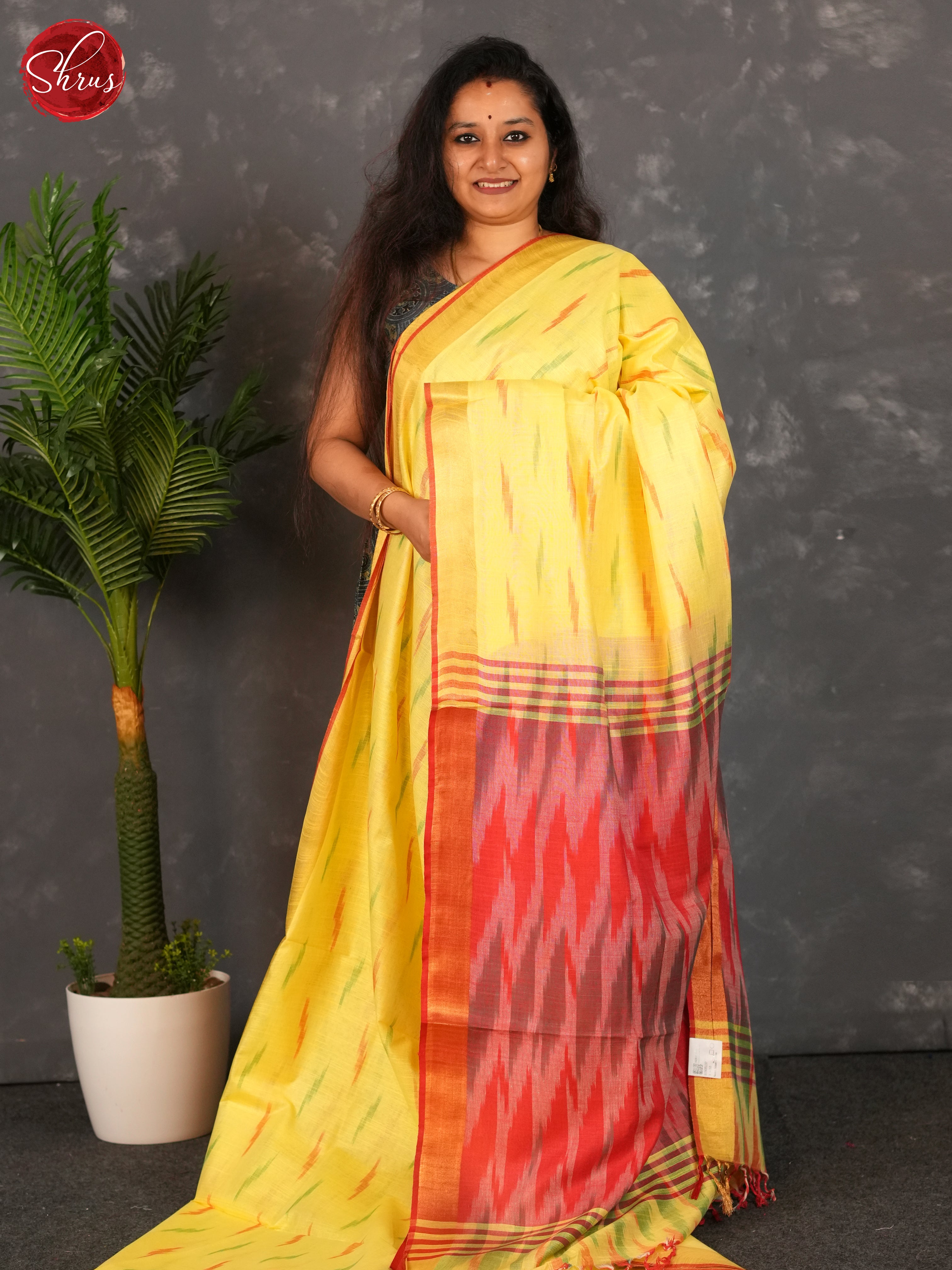 Yellow & Red - Semi Ikkat Saree - Shop on ShrusEternity.com