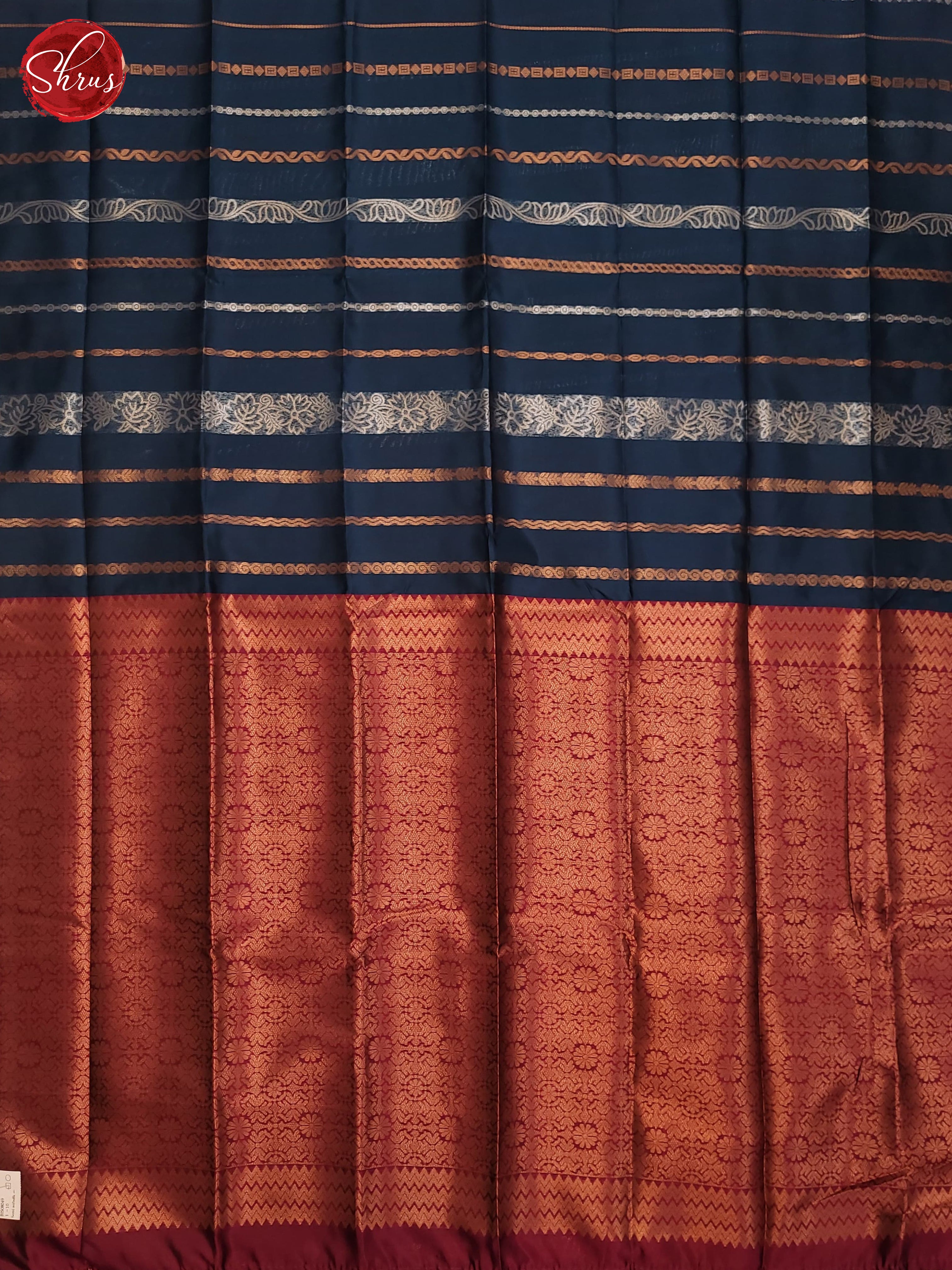 German Blue & Maroon - Semi Softsilk Saree - Shop on ShrusEternity.com