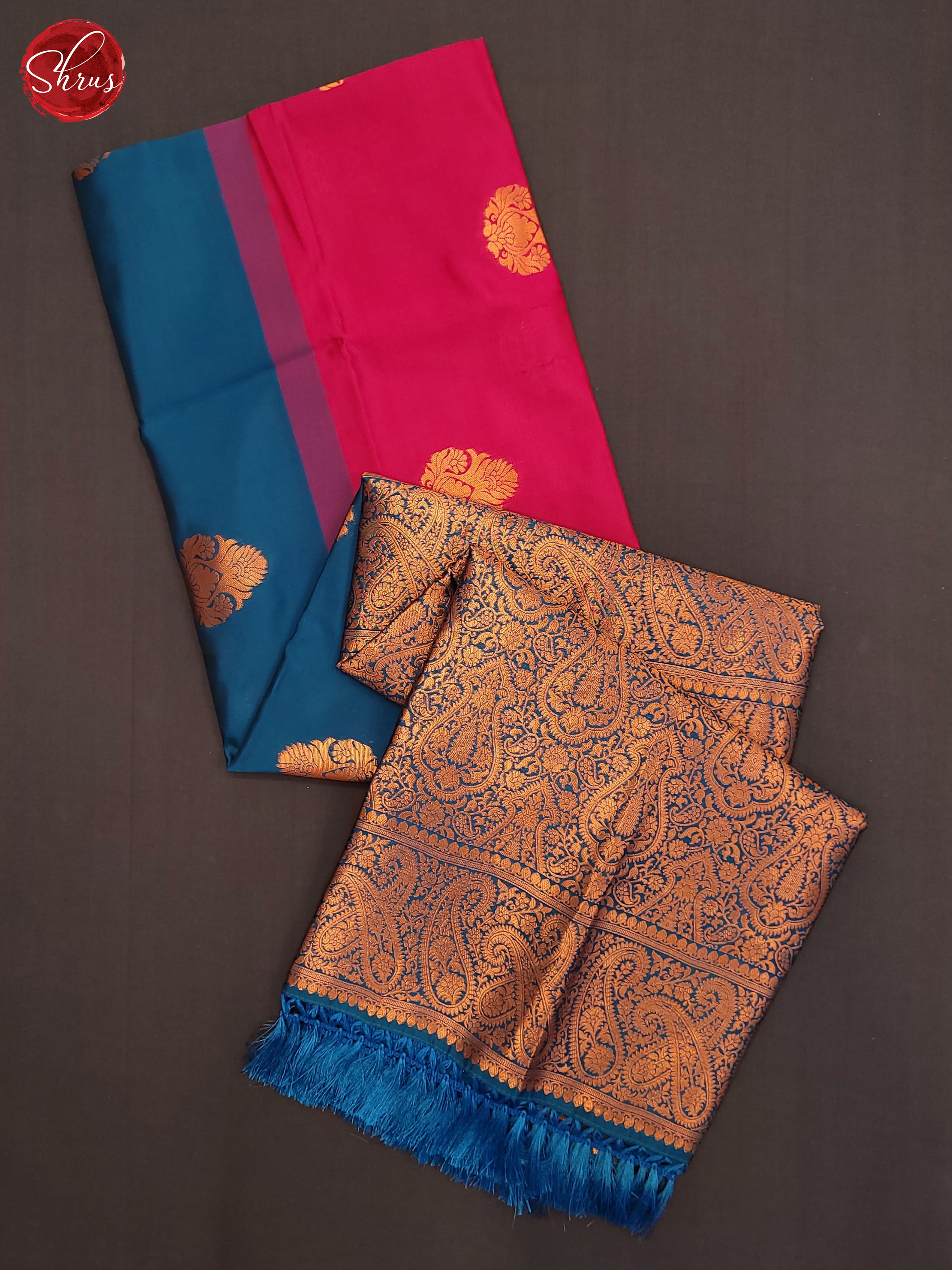 Blue , Pink , Navy Blue- Semi Softsilk Saree - Shop on ShrusEternity.com