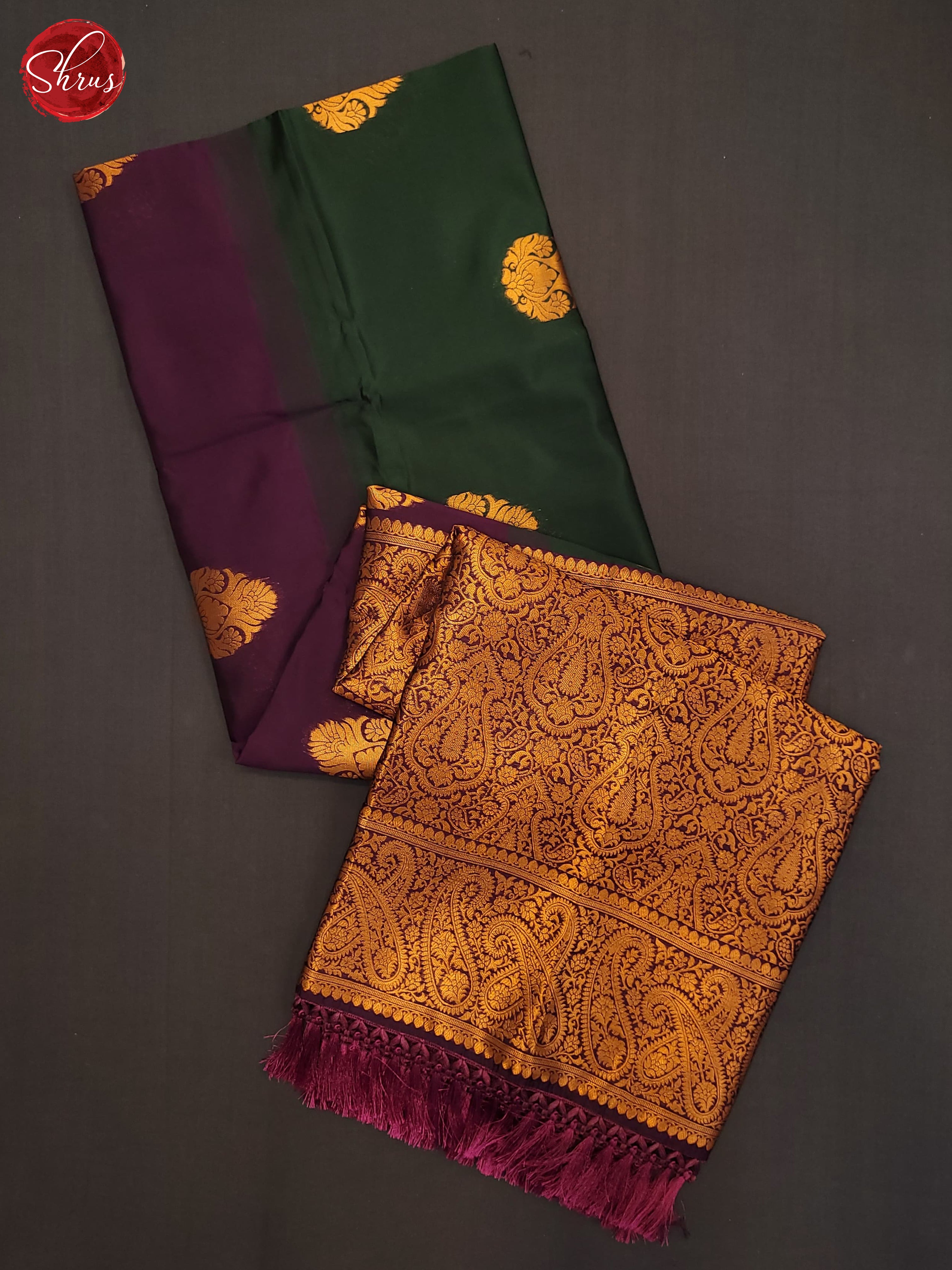 Maroon , Green ,Wine- Semi Softsilk Saree - Shop on ShrusEternity.com