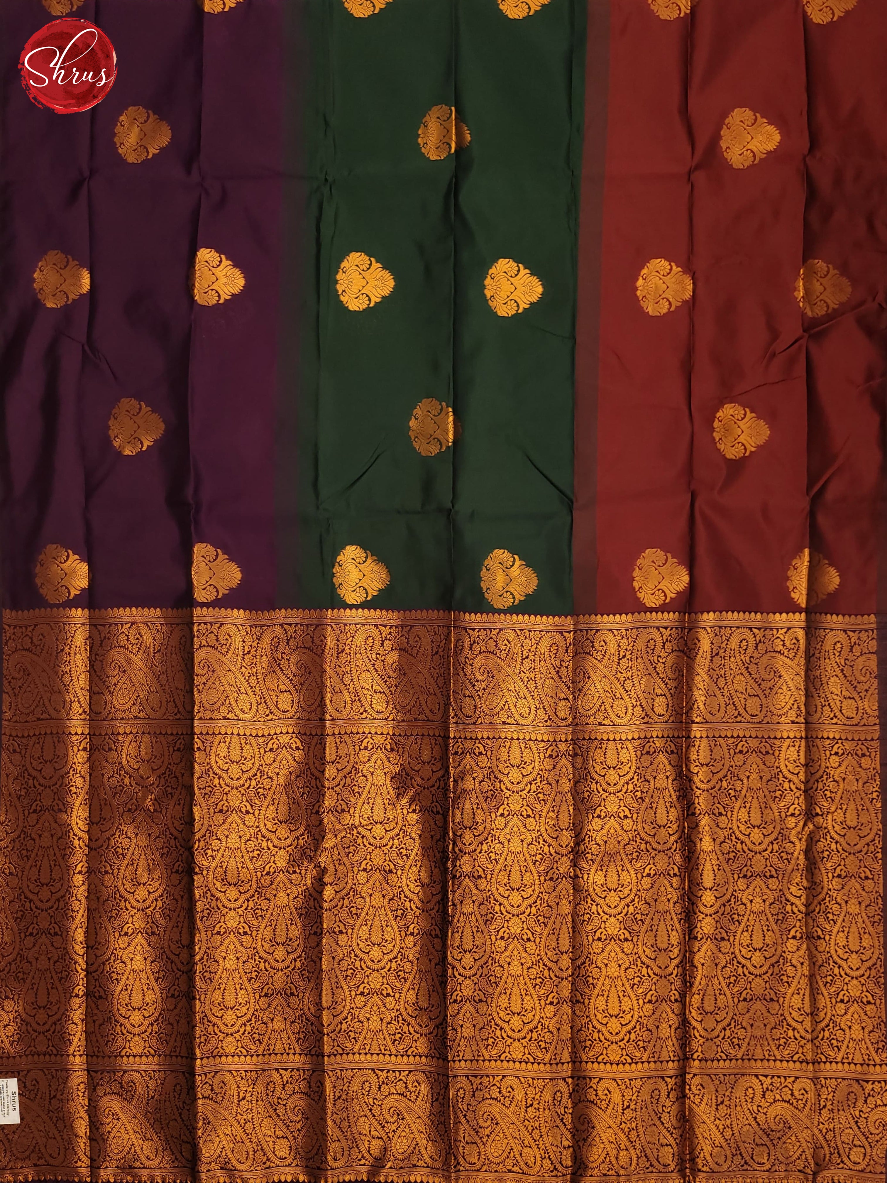 Maroon , Green ,Wine- Semi Softsilk Saree - Shop on ShrusEternity.com